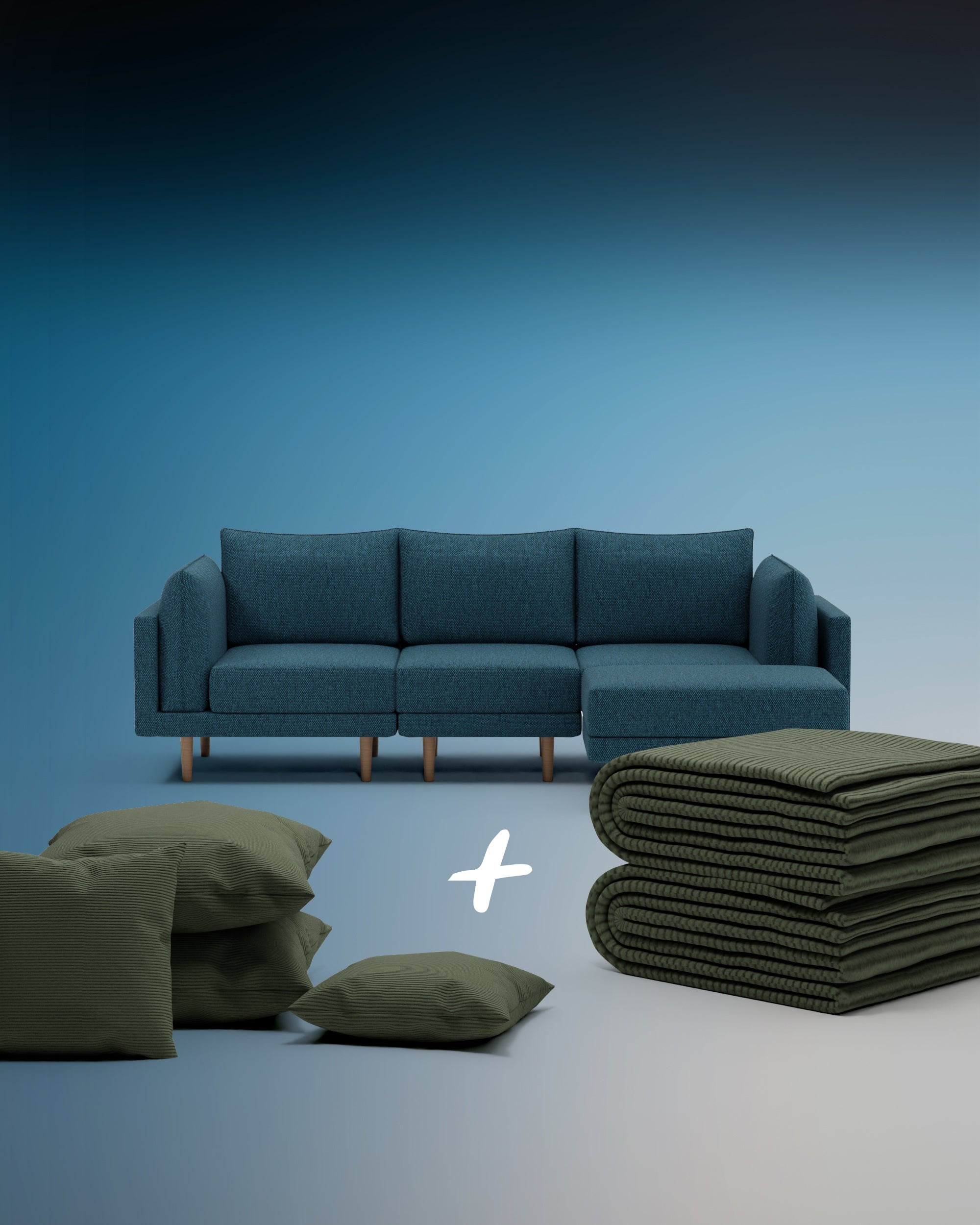 3 in 1 Set Modulares Sofa Donna 4-Sitzer mit Schlaffunktion