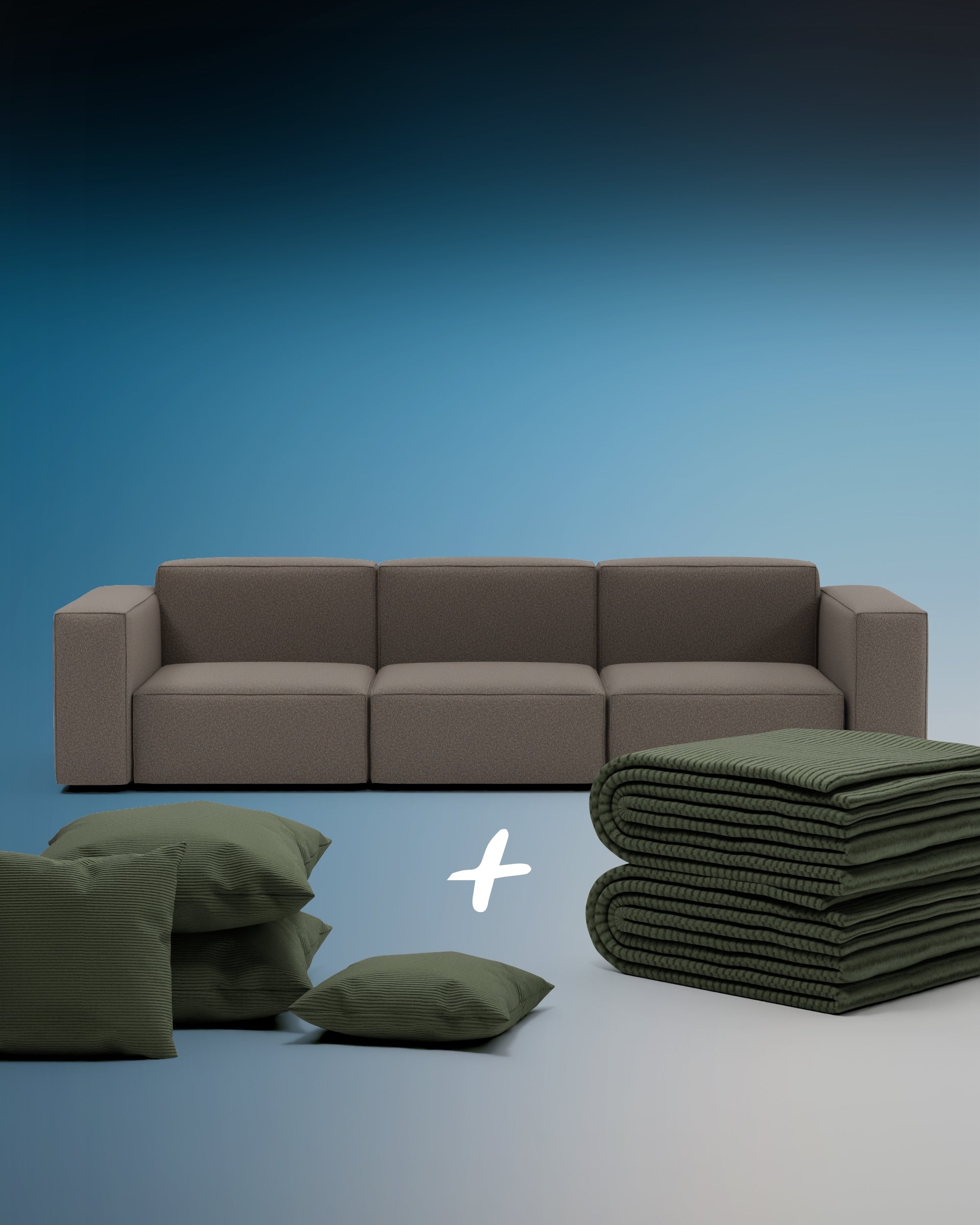 3 in 1 Set Modulares Sofa Harvey 4-Sitzer mit Schlaffunktion