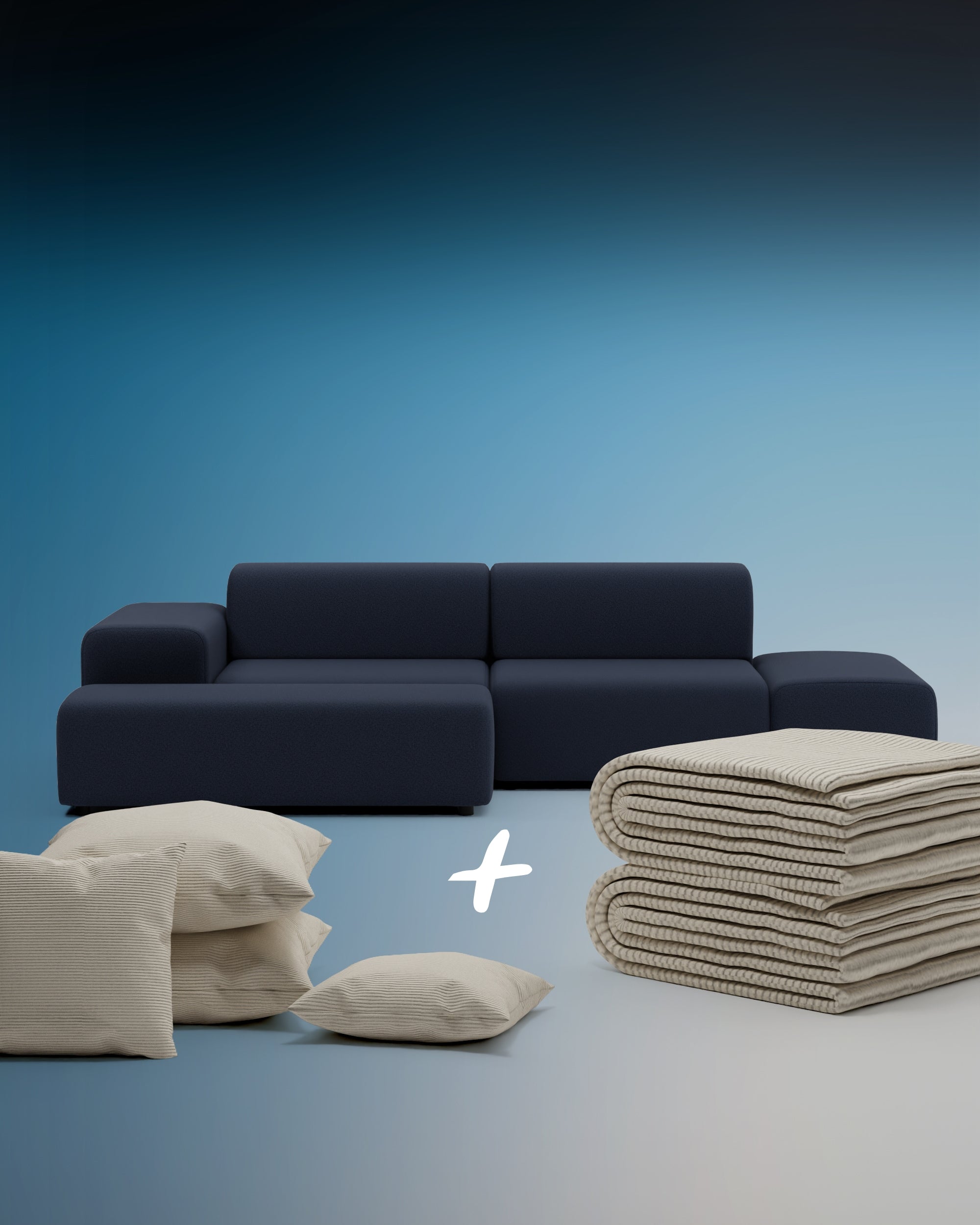 3 in 1 Set Modulares Ecksofa Nina 4-Sitzer mit Schlaffunktion inkl kostenlosem Ersatzbezug