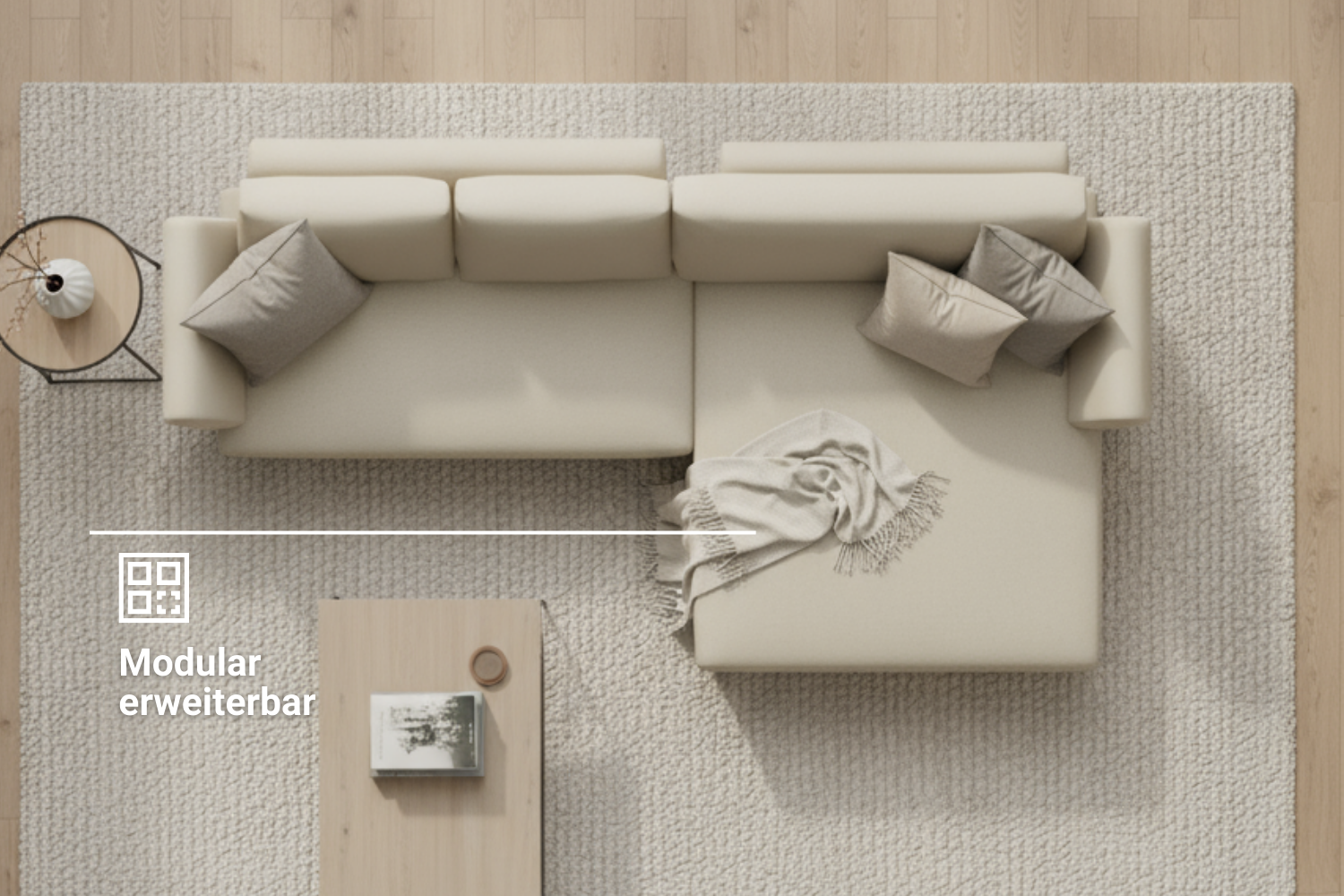 Canapé modulable Amy 4 places avec fonction couchage