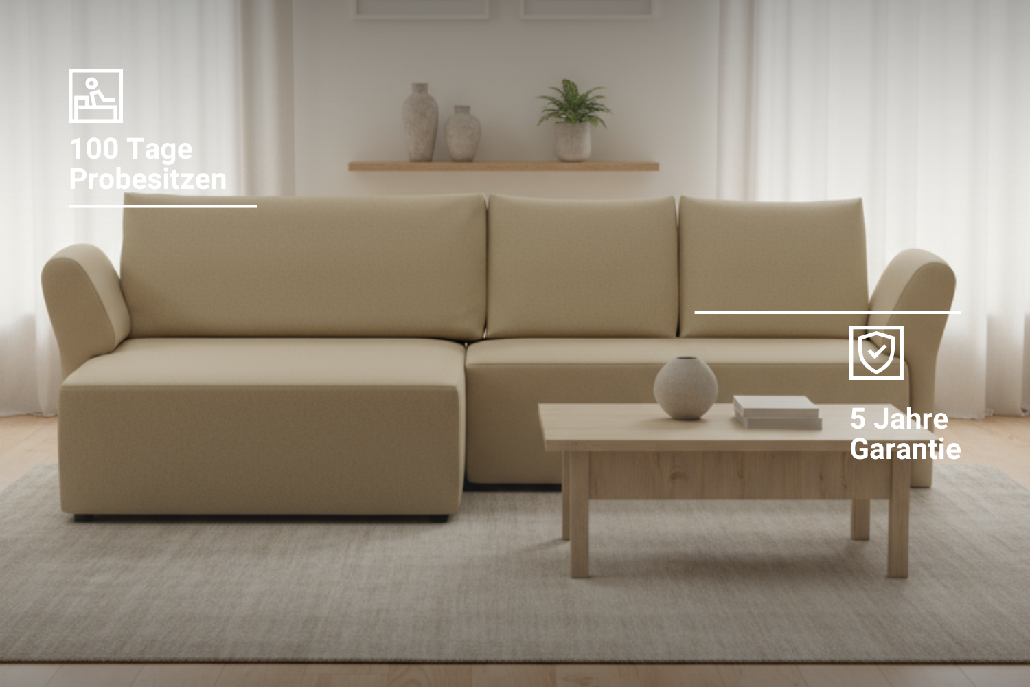 Canapé modulable Amy 4 places avec fonction couchage