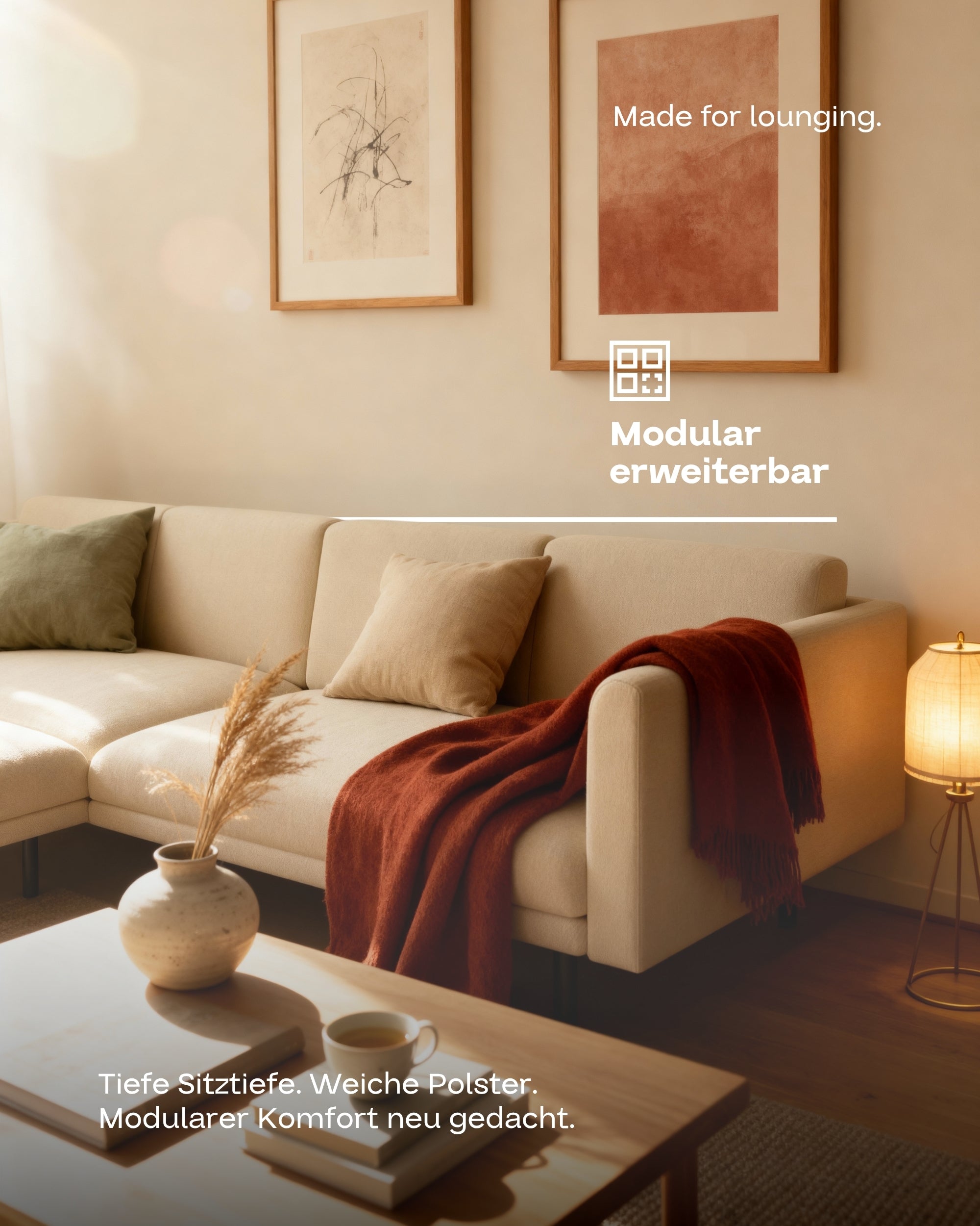 Aera 3-seater modular sofa with ottoman with sleeping function