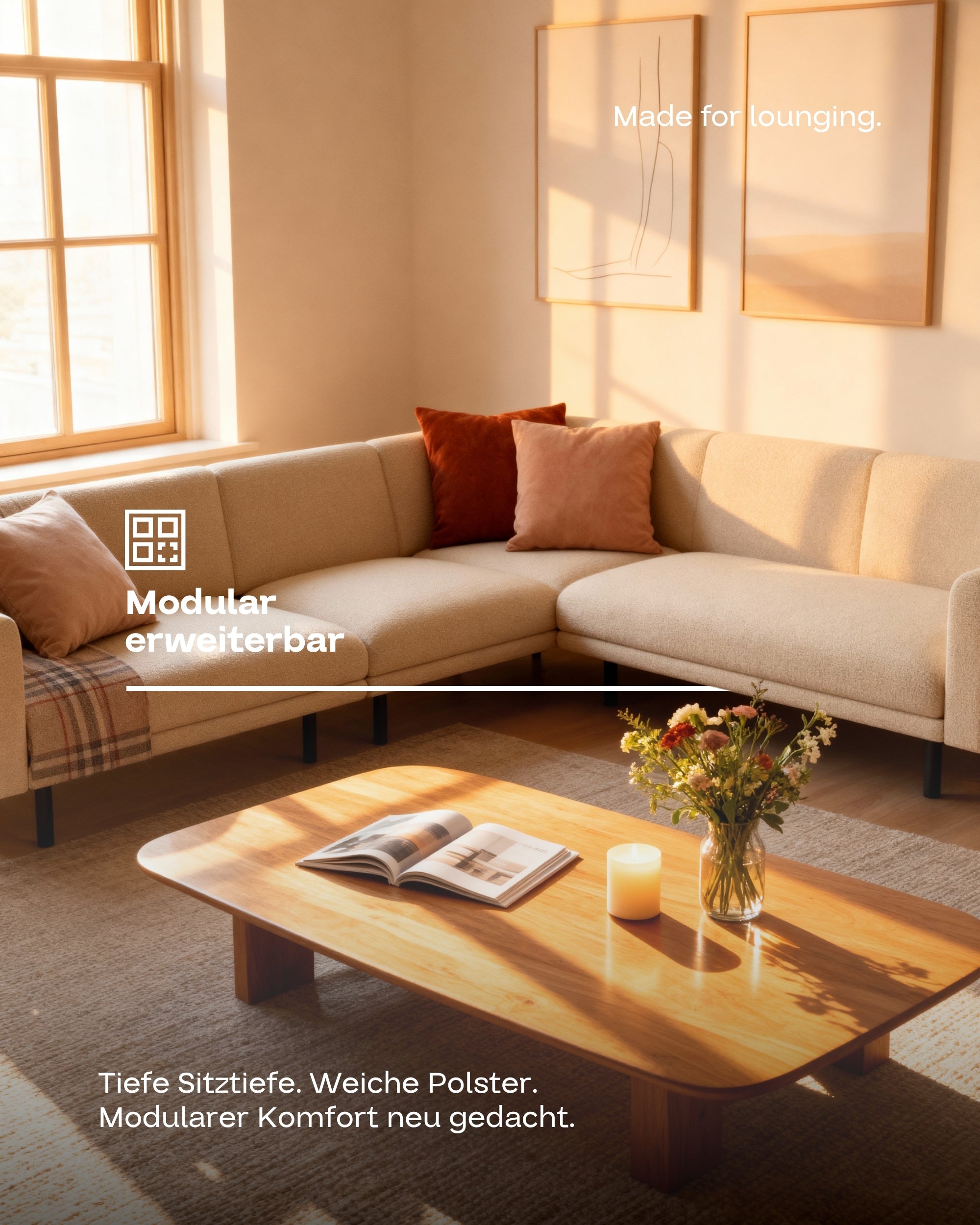 Modulares Sofa Aera Ecksofa XL mit Schlaffunktion