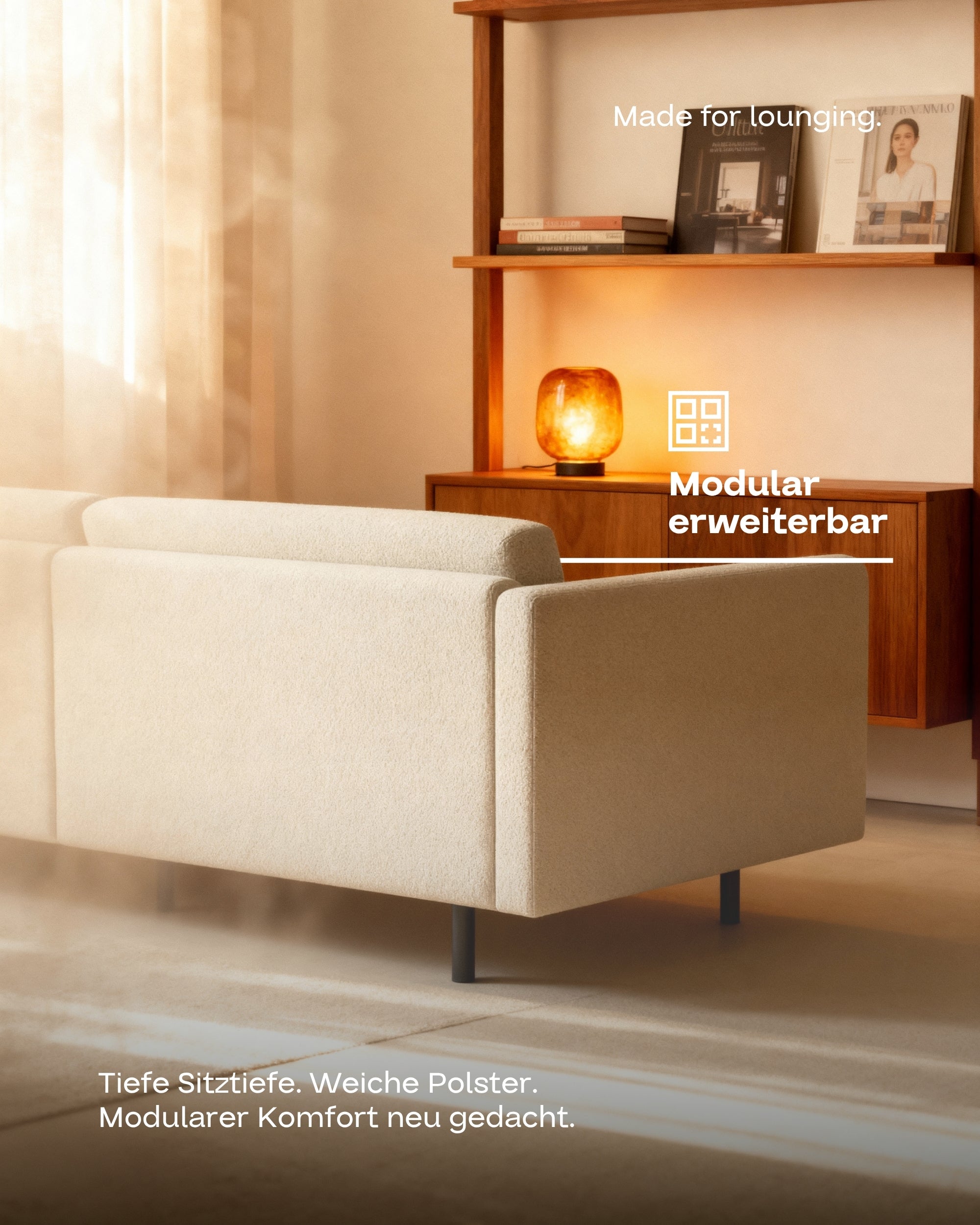 Modulares Sofa Aera 2.5-Sitzer mit Schlaffunktion