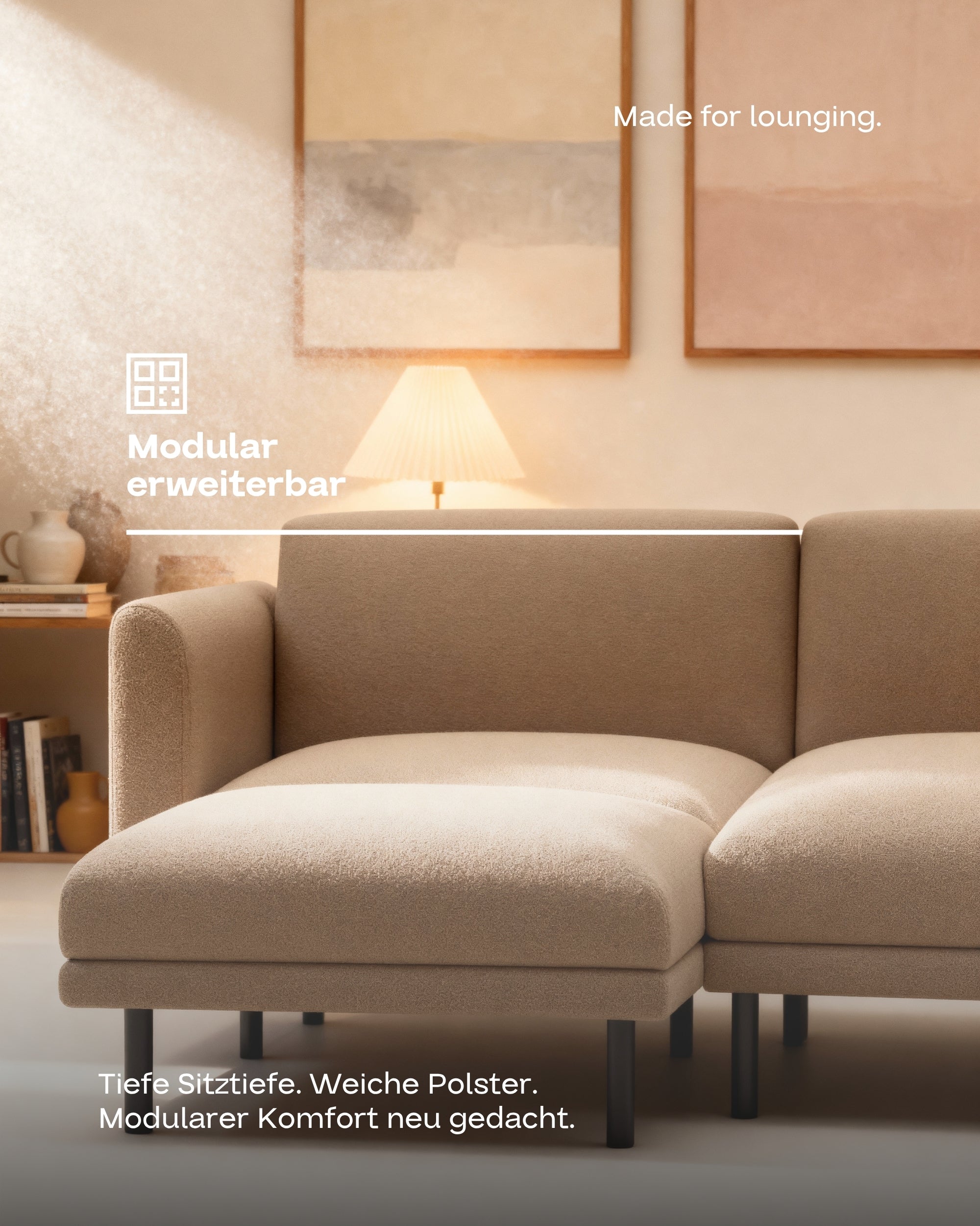 Stoffbezug - Modulares Sofa Aera 5-Sitzer mit Schlaffunktion