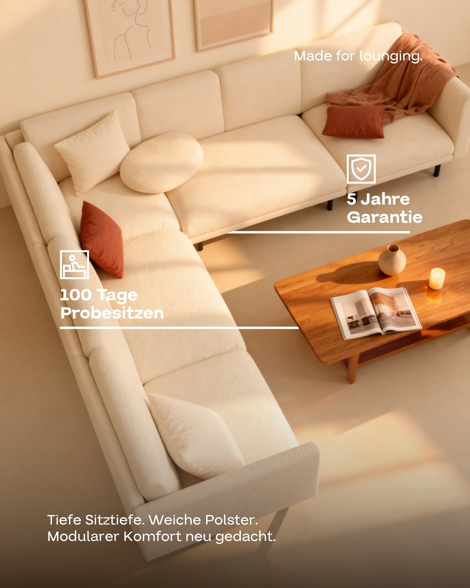Canapé modulable Canapé d'angle Aera XL avec fonction couchage