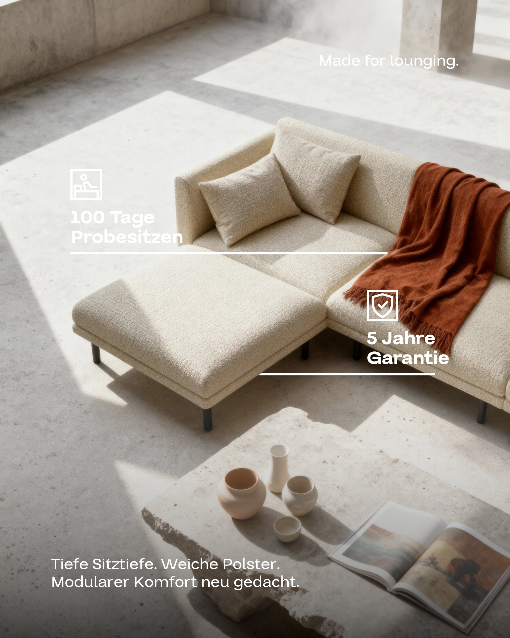 Modulares Sofa Aera Ecksofa mit Schlaffunktion