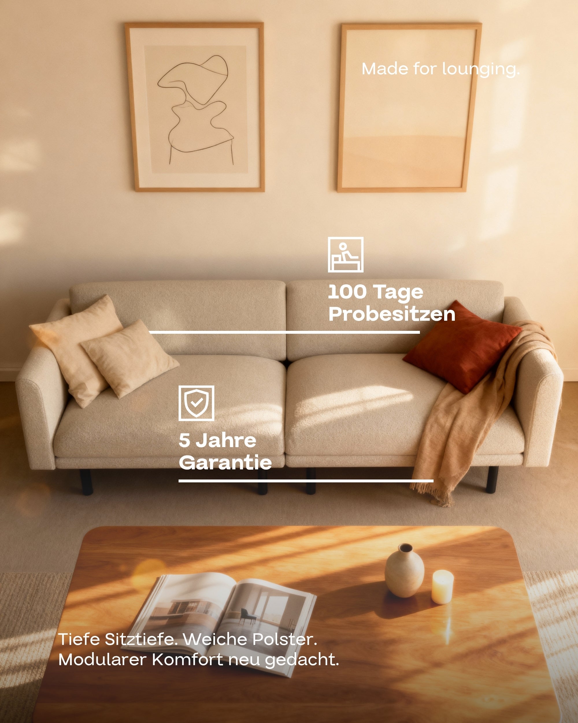 Modulares Sofa Aera 2.5-Sitzer mit Schlaffunktion