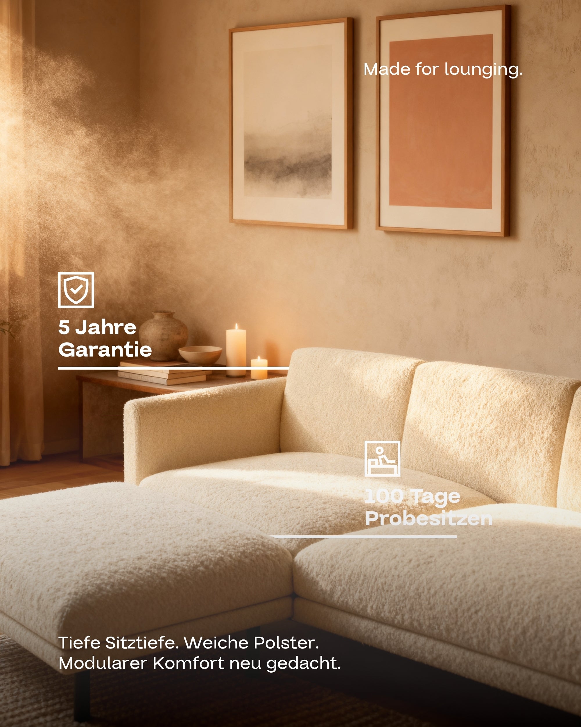 Modulares Sofa Aera 3-Sitzer mit Hocker und mit Schlaffunktion