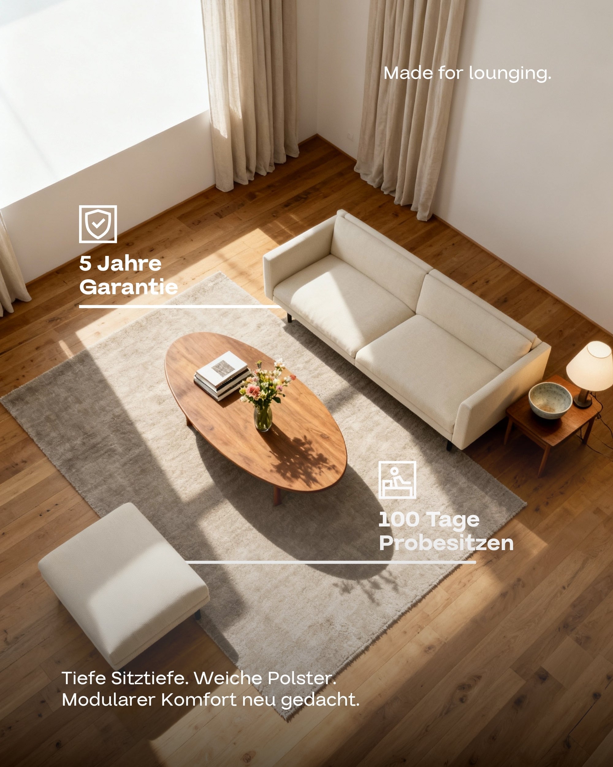 Aera 2.5-seater modular sofa with ottoman and sleeping function