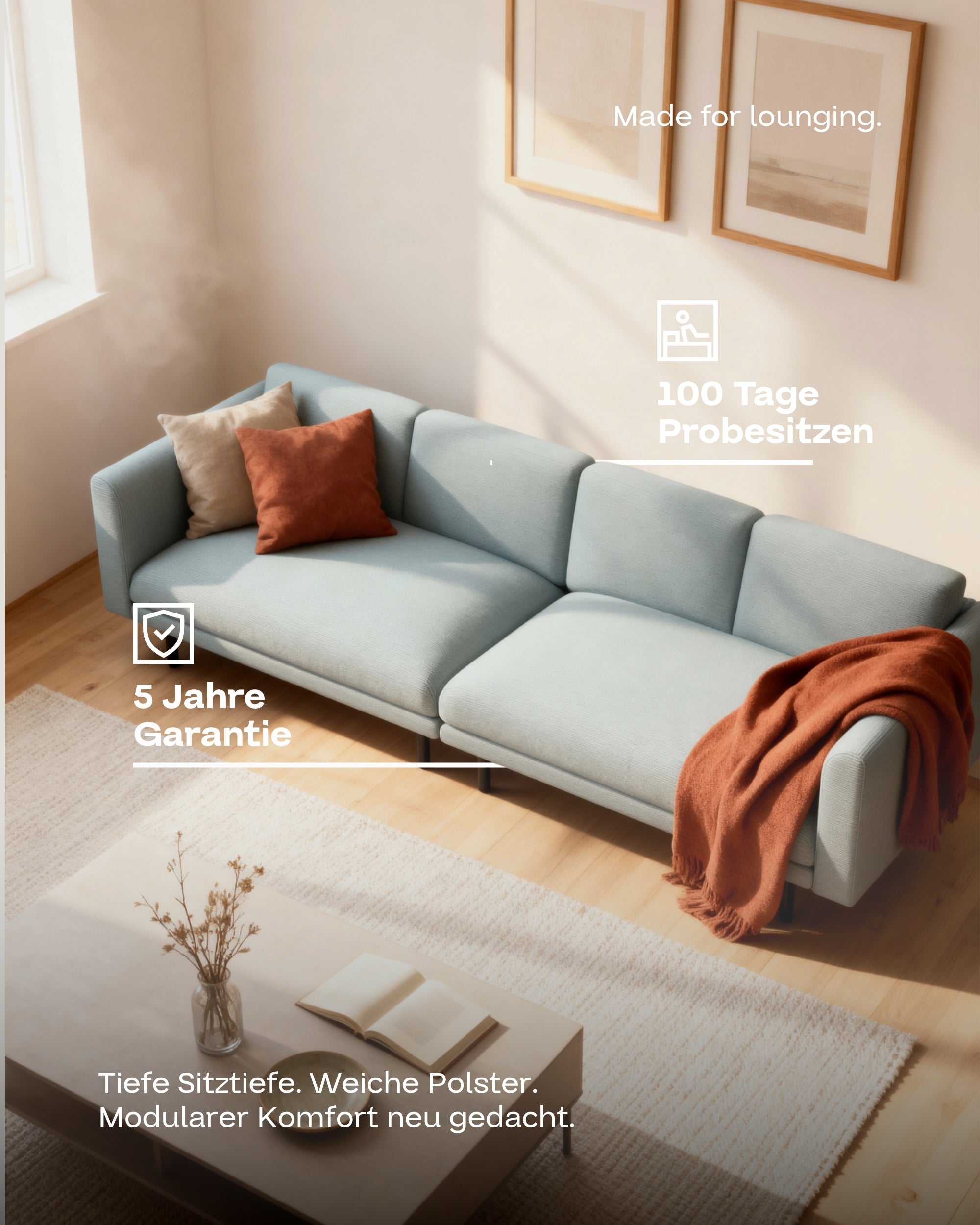 Stoffbezug - Modulares Sofa Aera 3-Sitzer mit Schlaffunktion