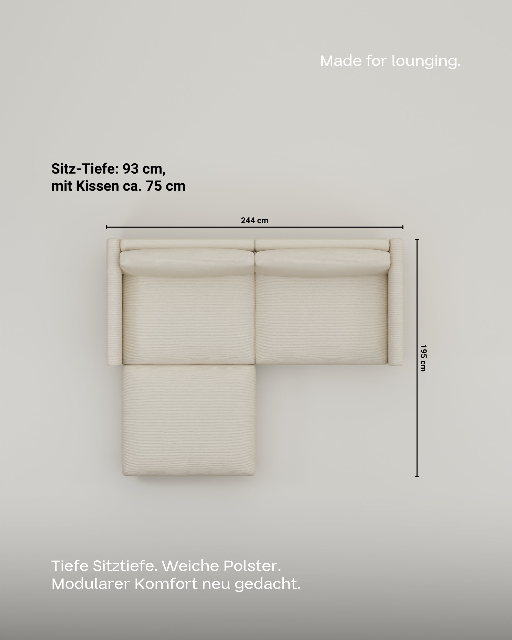Aera 2.5-seater modular sofa with ottoman and sleeping function