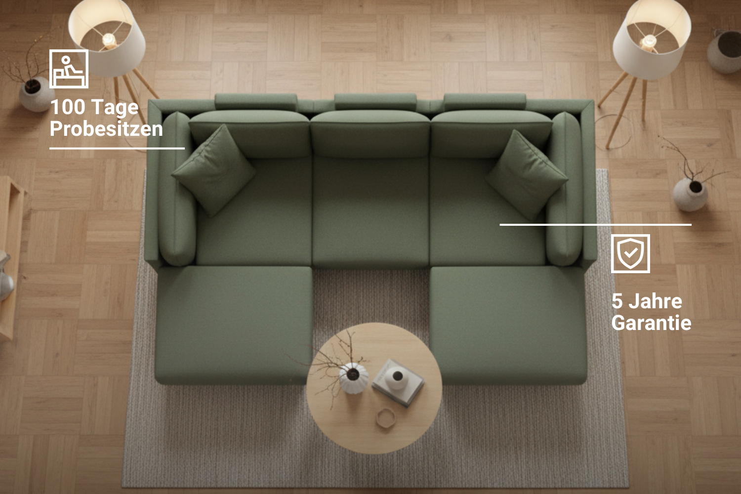 Modulares Sofa Donna U-Form mit Schlaffunktion