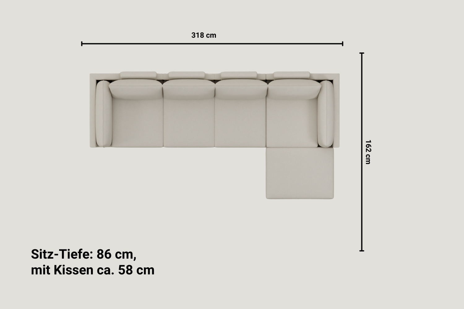 Canapé modulable Canapé d'angle Donna XL avec fonction couchage