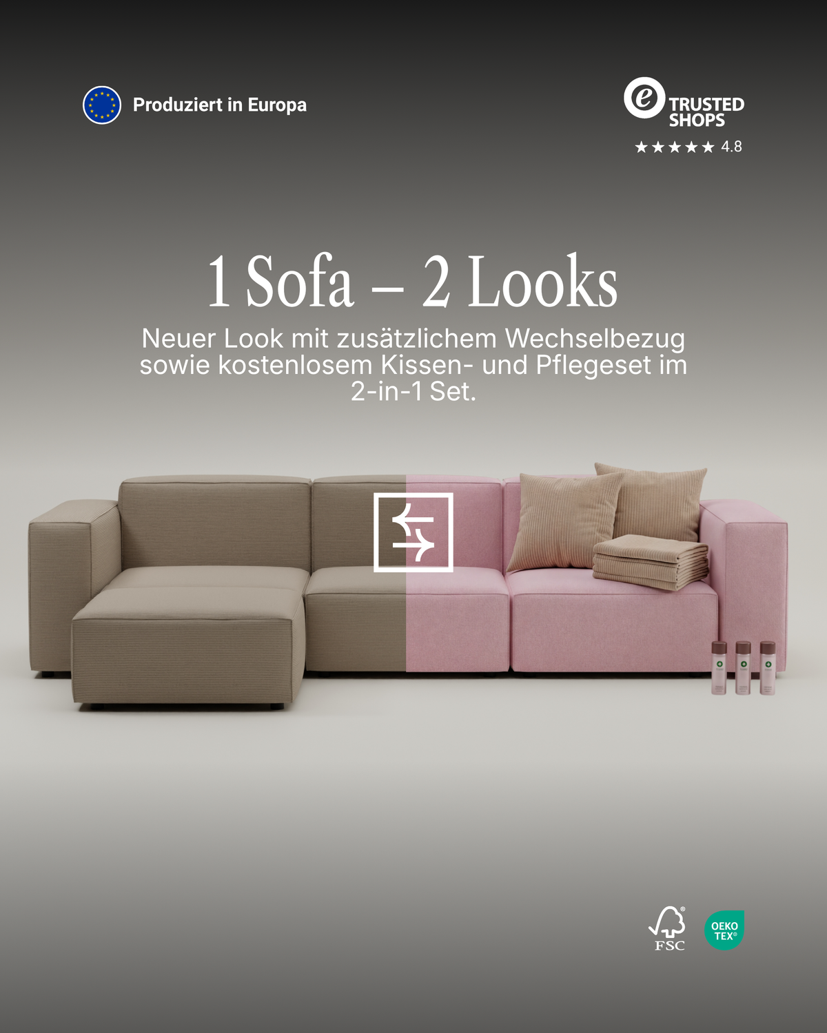 Modulares Sofa Harvey L 4-Sitzer mit Schlaffunktion