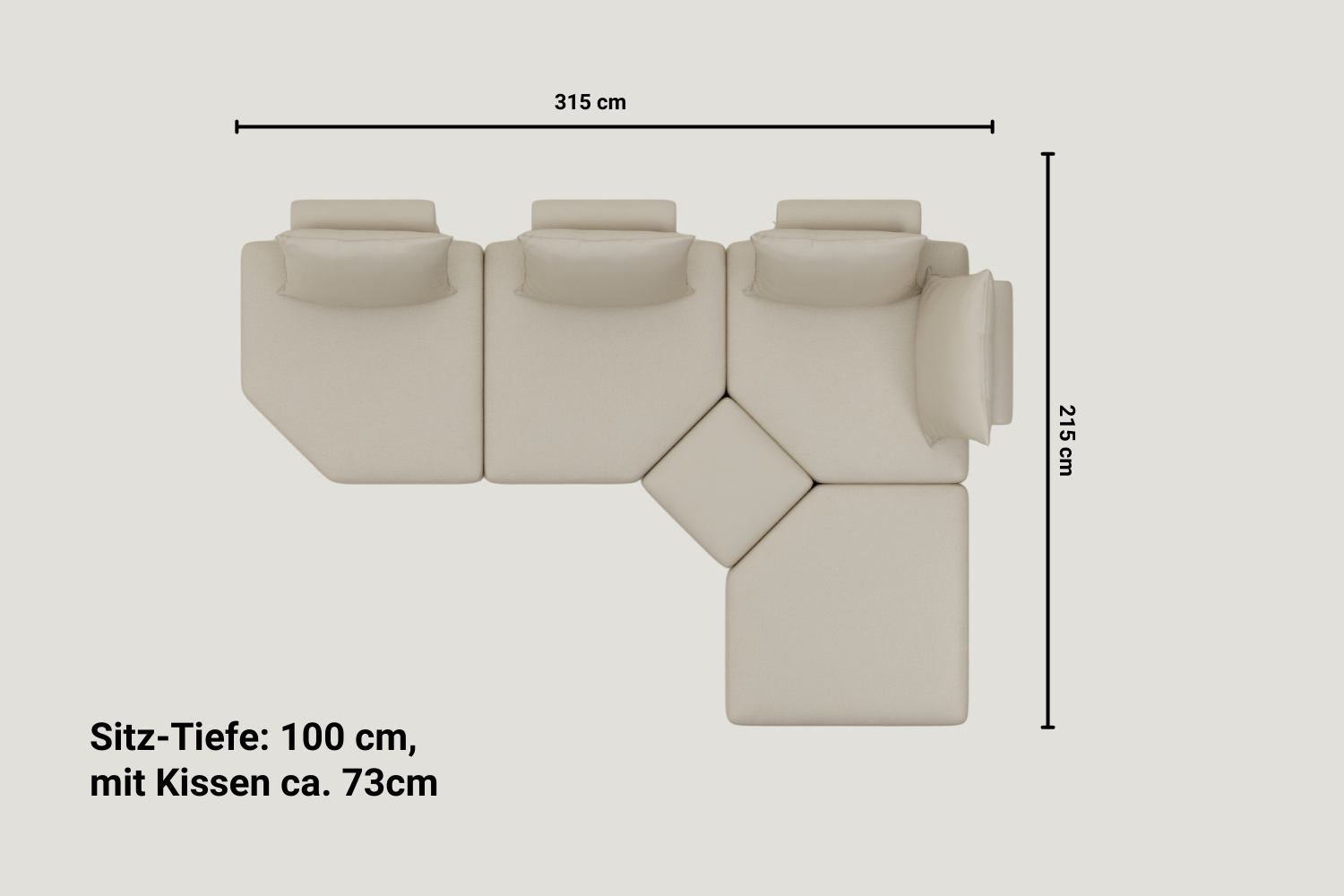 Outlet - Modular sofa Katrina with sleeping function Showroom Basel