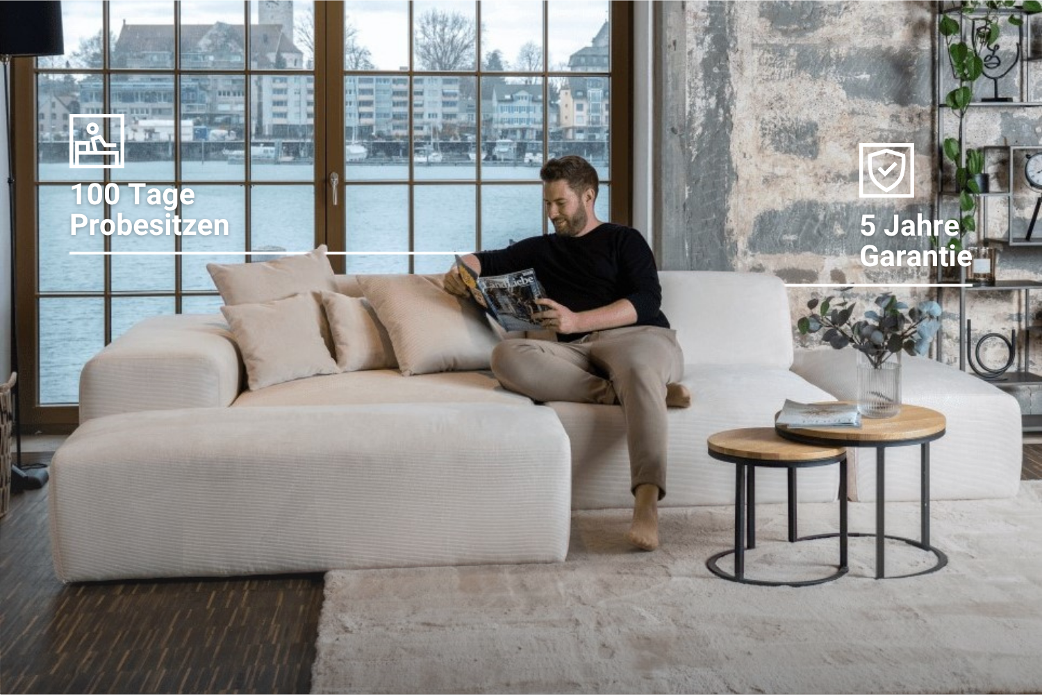 Modulares Sofa Nina 2-Sitzer mit Schlaffunktion