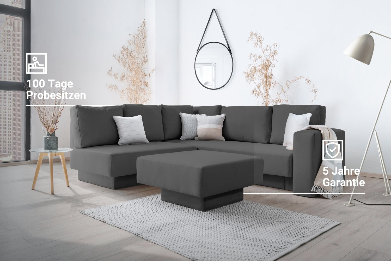 Outlet - Canapé modulable Jessica avec fonction de couchage - Tissu Nova