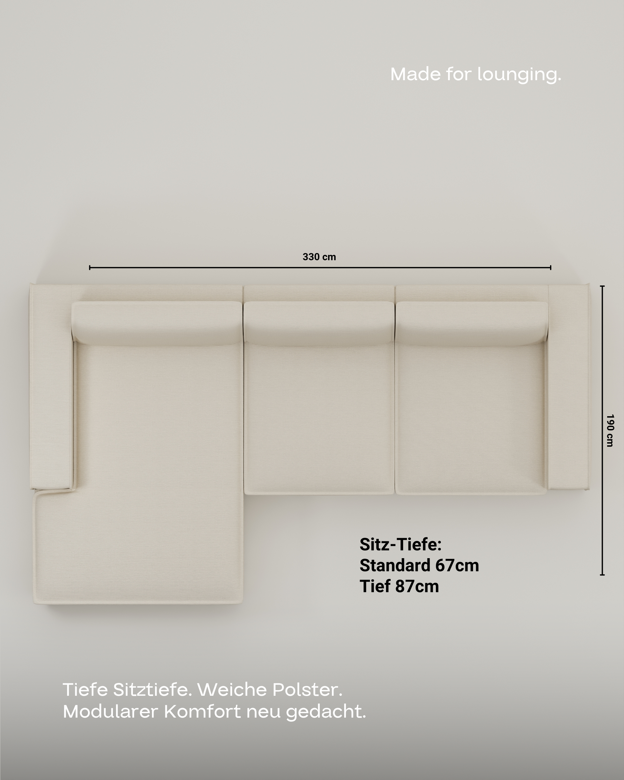 Tissu - Canapé modulable Terra L 4 places avec fonction sommeil