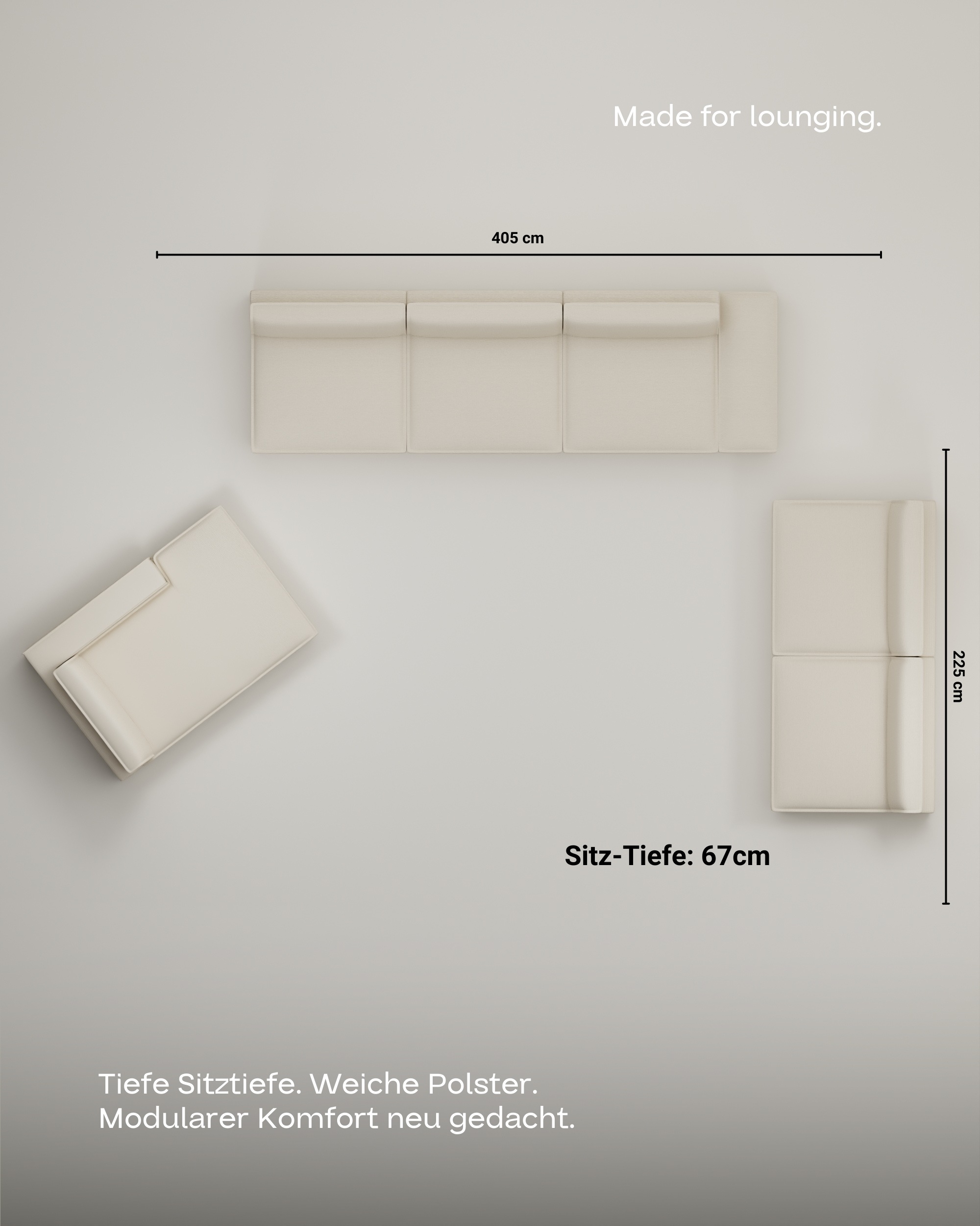 Fabric cover - Terra modular sofa U-Form / Living area with sleeping function