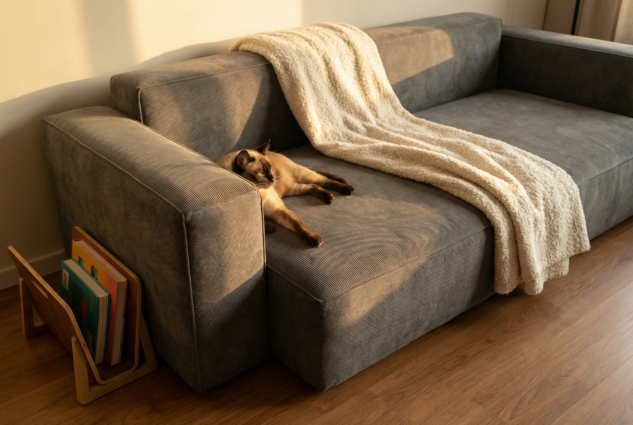 Canapé d'angle modulable Harvey 4 places mini avec fonction sommeil