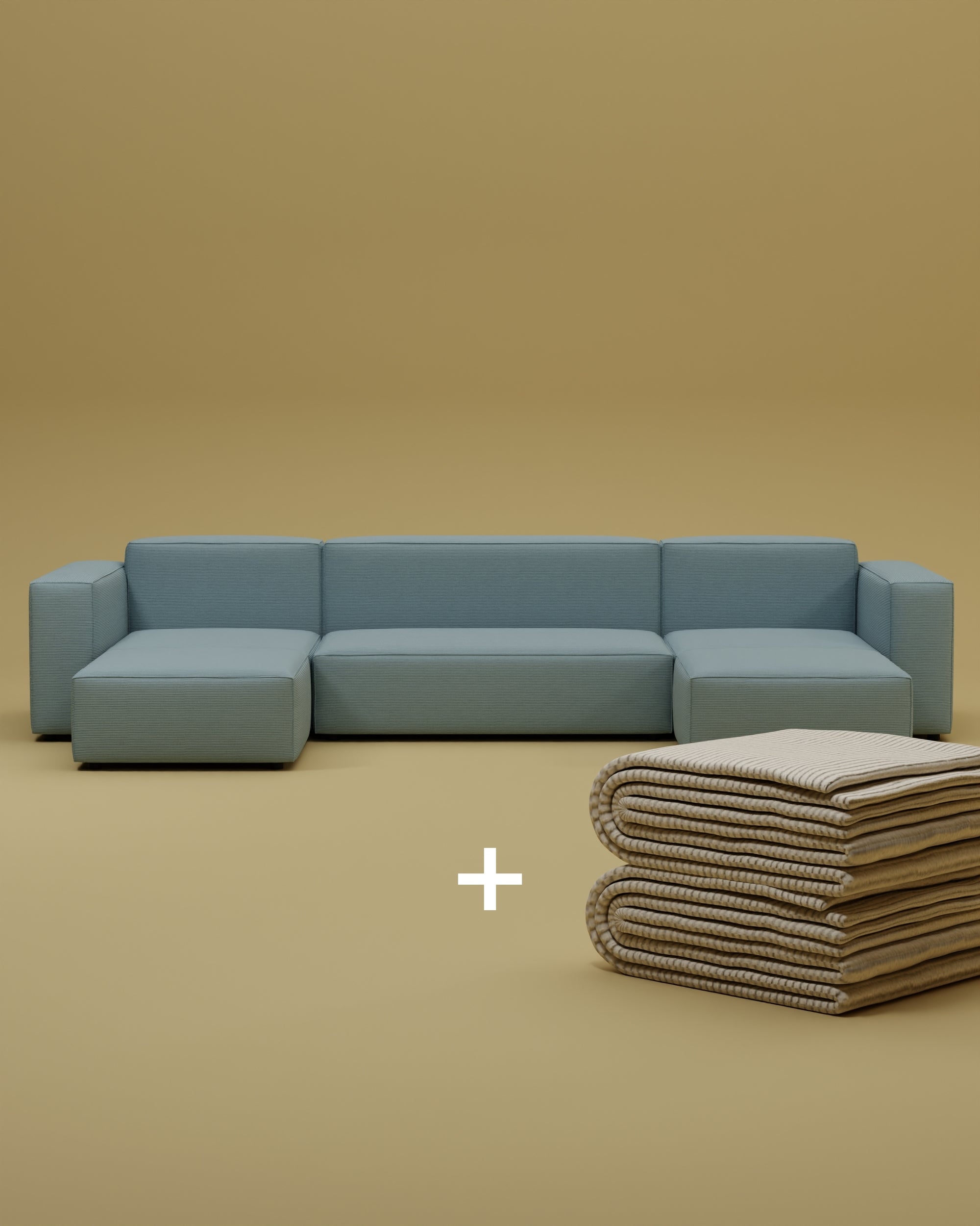 Modulares Sofa Harvey U-Form / Wohnlandschaft mit Schlaffunktion 2 in 1 Set