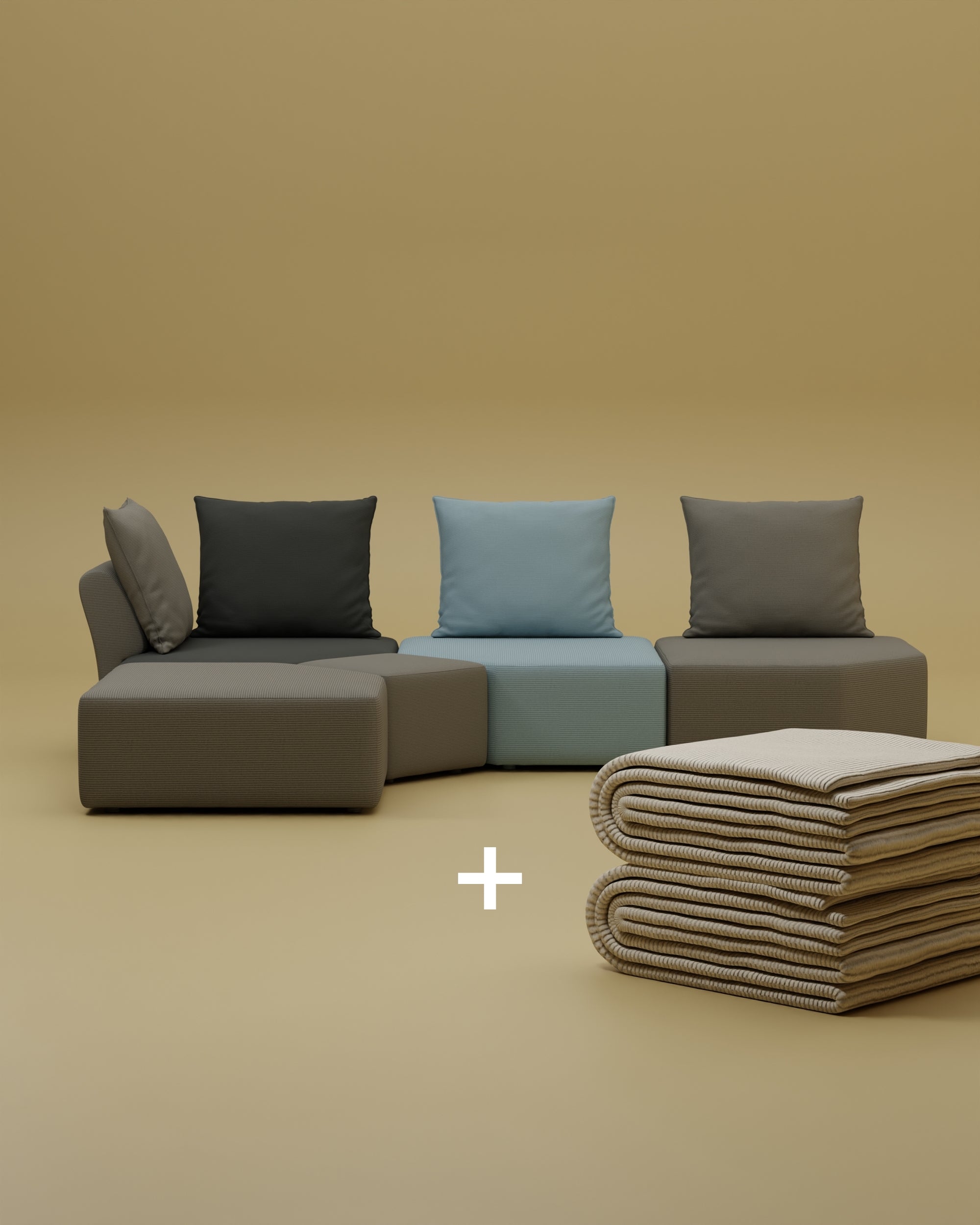 Modulares Sofa Katrina mit Schlaffunktion 2 in 1 Set