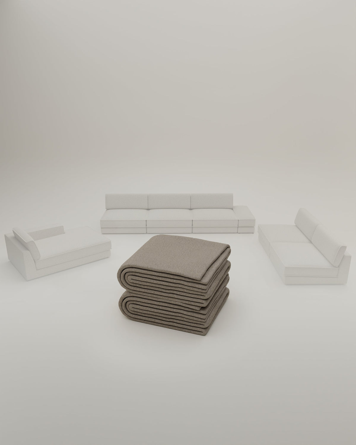Rivestimento in tessuto - Divano modulare Terra U-Form / Zona giorno con funzione letto