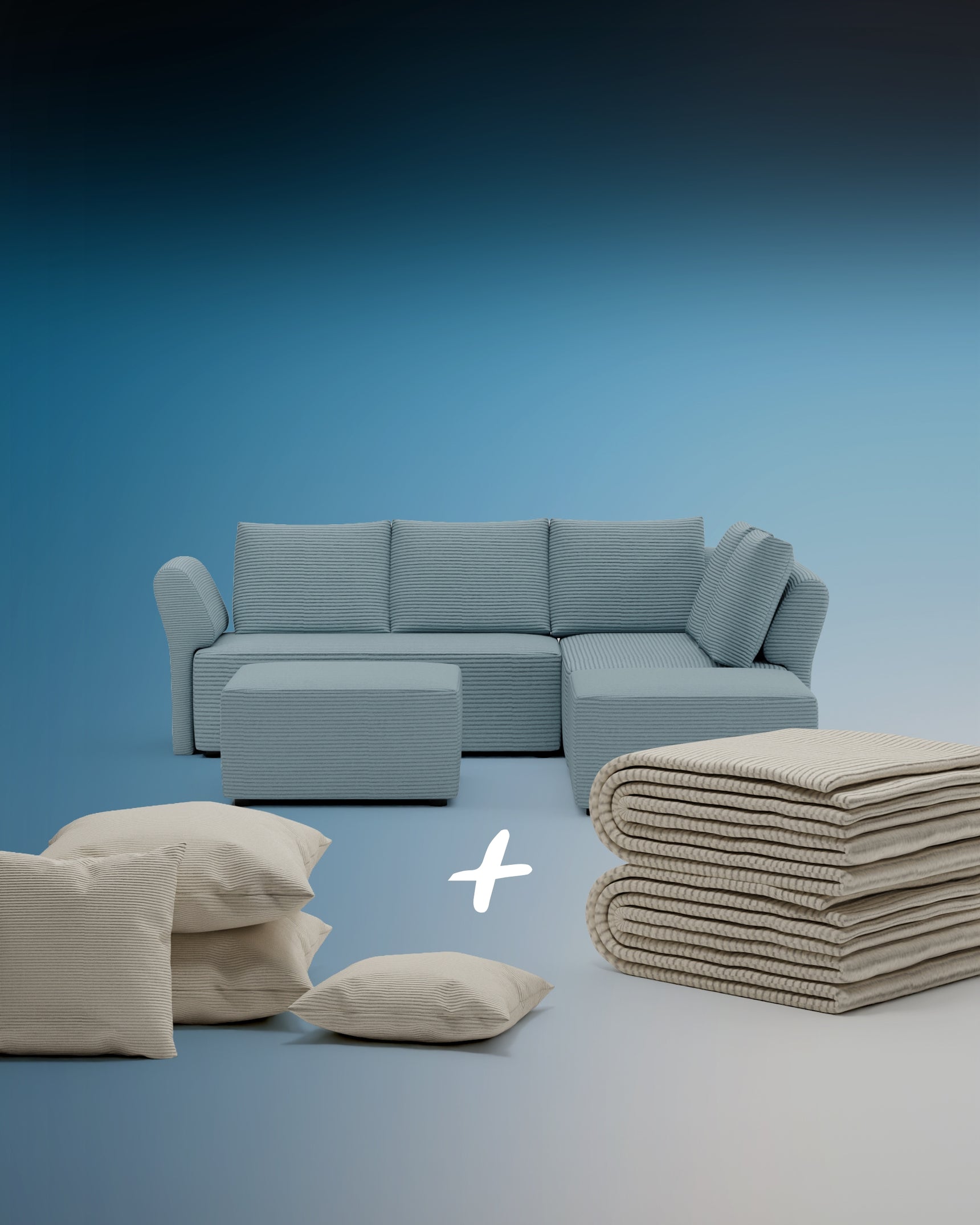 Amy modular corner sofa with sleep function 3 in 1 set