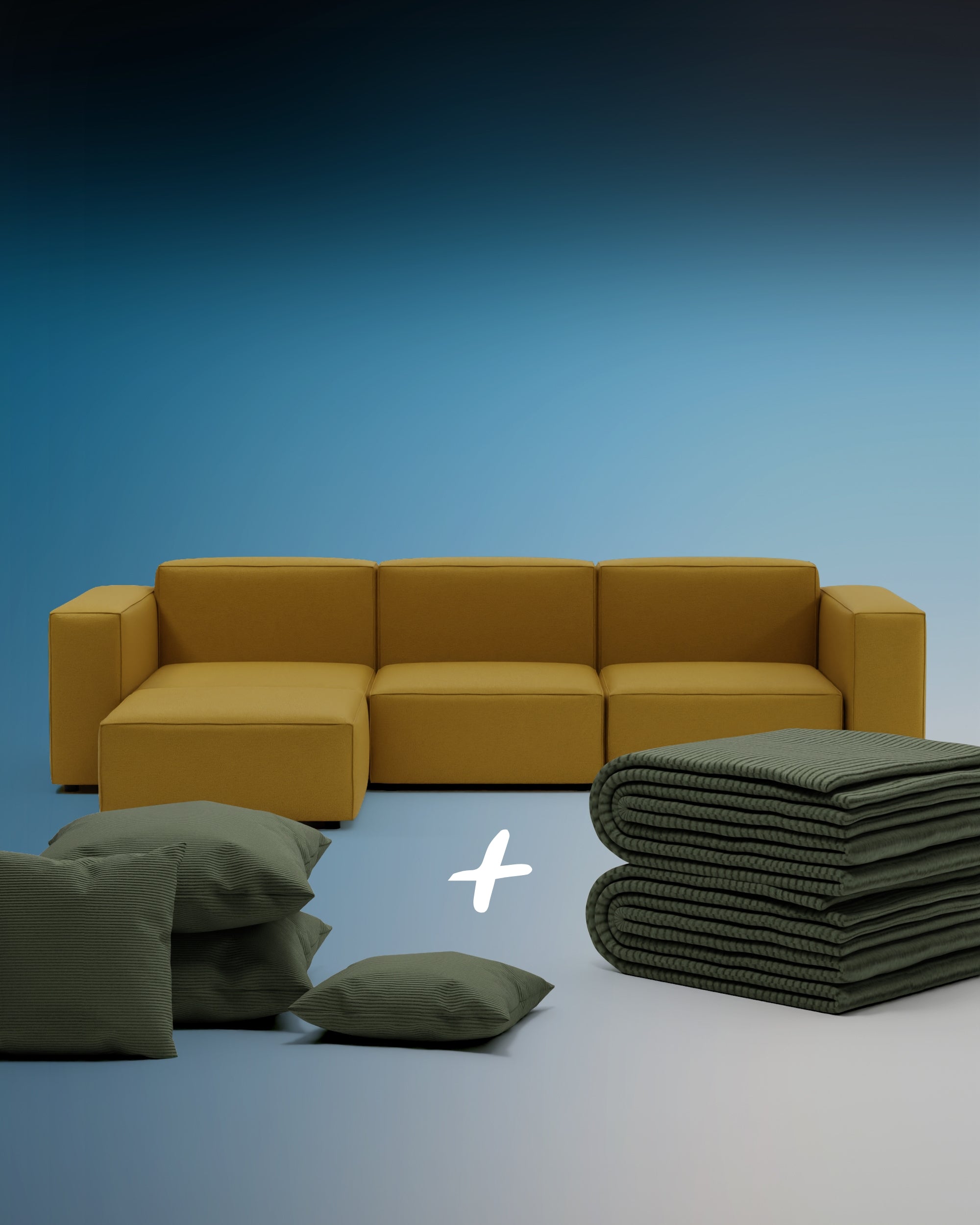 Modulares Sofa Harvey L 4-Sitzer mit Schlaffunktion 3 in 1 Set