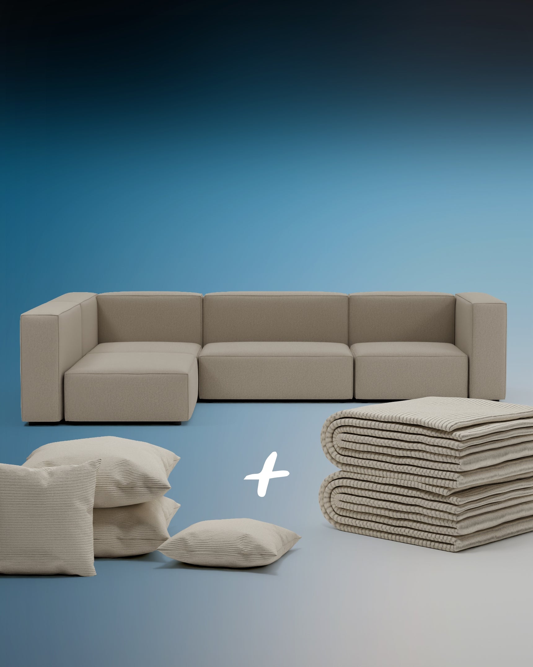 Modulares Sofa Ecksofa Harvey XL mit Schlaffunktion 3 in 1 Set