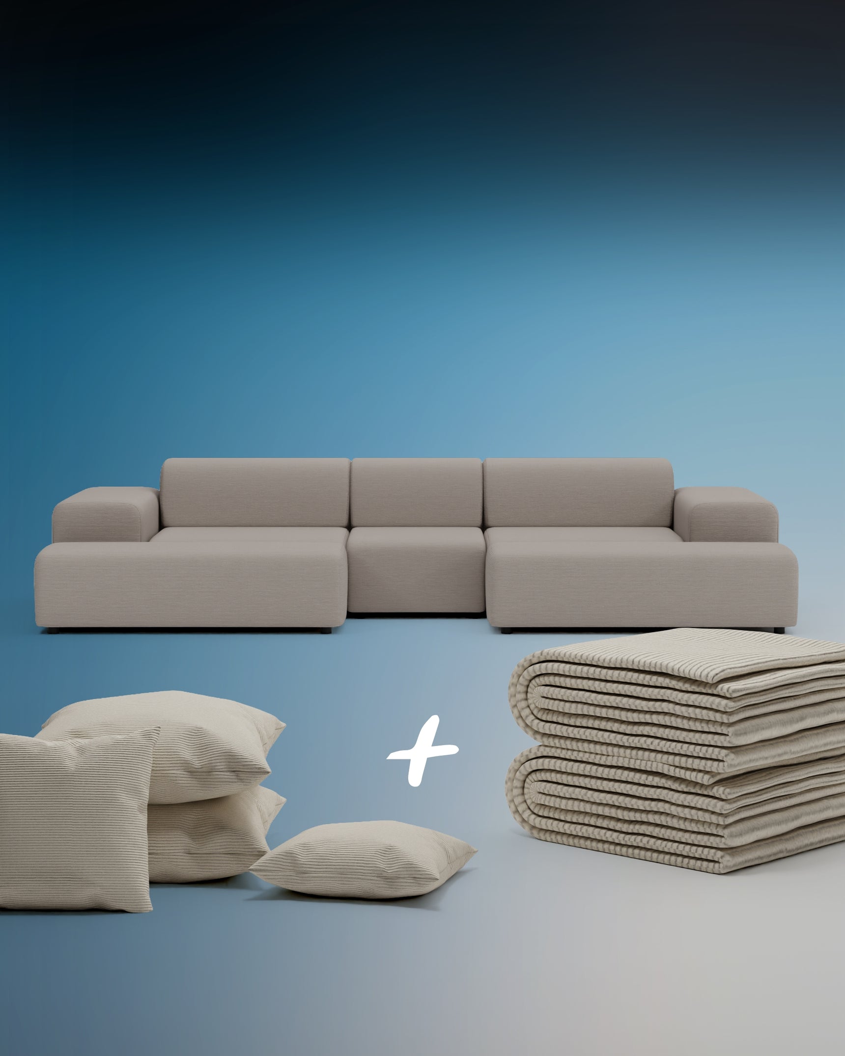 Nina modular sofa U-Form / Living area with sleeping function 3 in 1 set