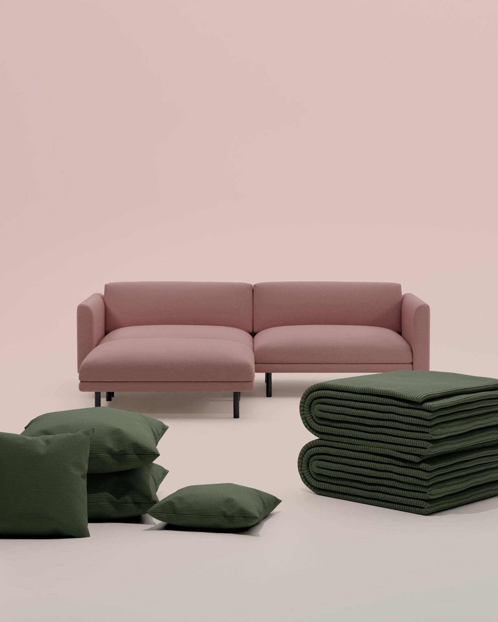 3 in 1 Set Modulares Sofa Aera 2.5-Sitzer mit Hocker und Schlaffunktion