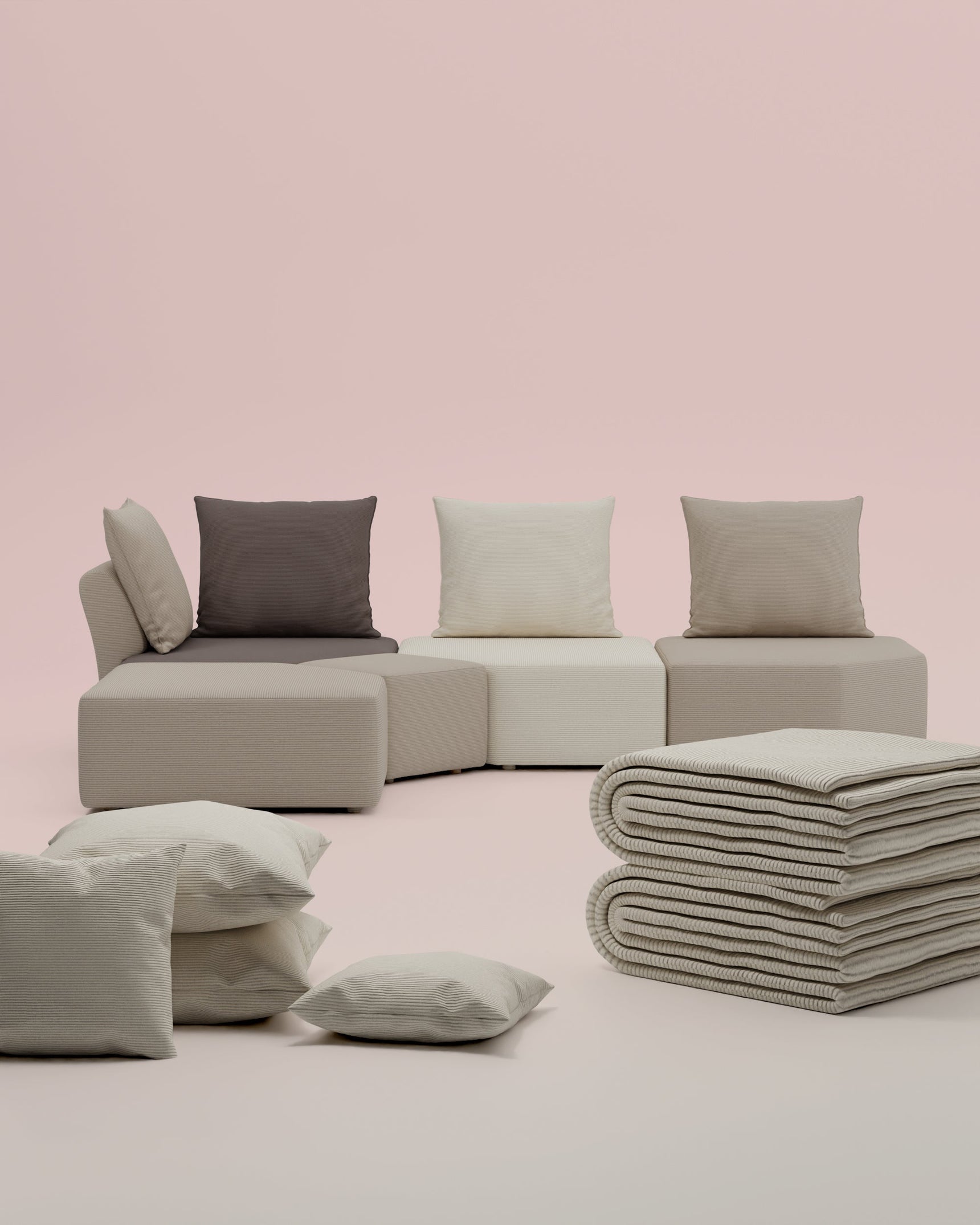 3 in 1 Set Modulares Sofa Katrina mit Schlaffunktion