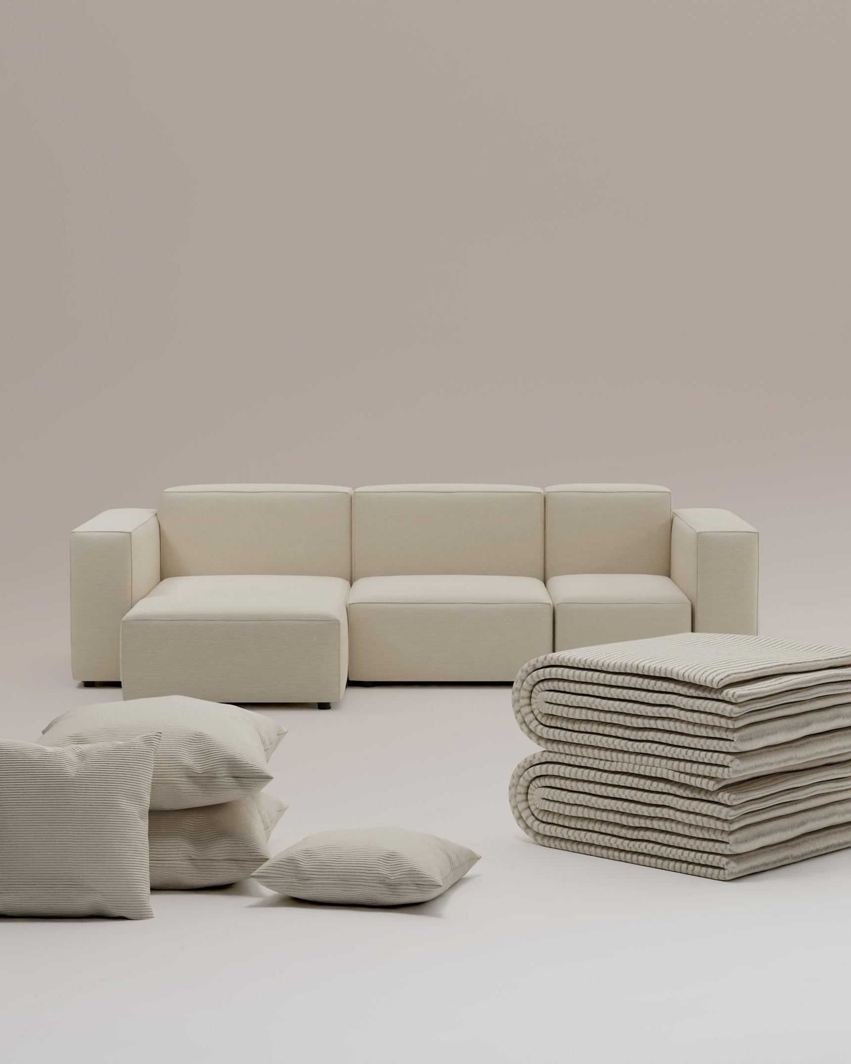 Set 3 in 1 Divano angolare modulare Harvey 4 posti mini con funzione letto