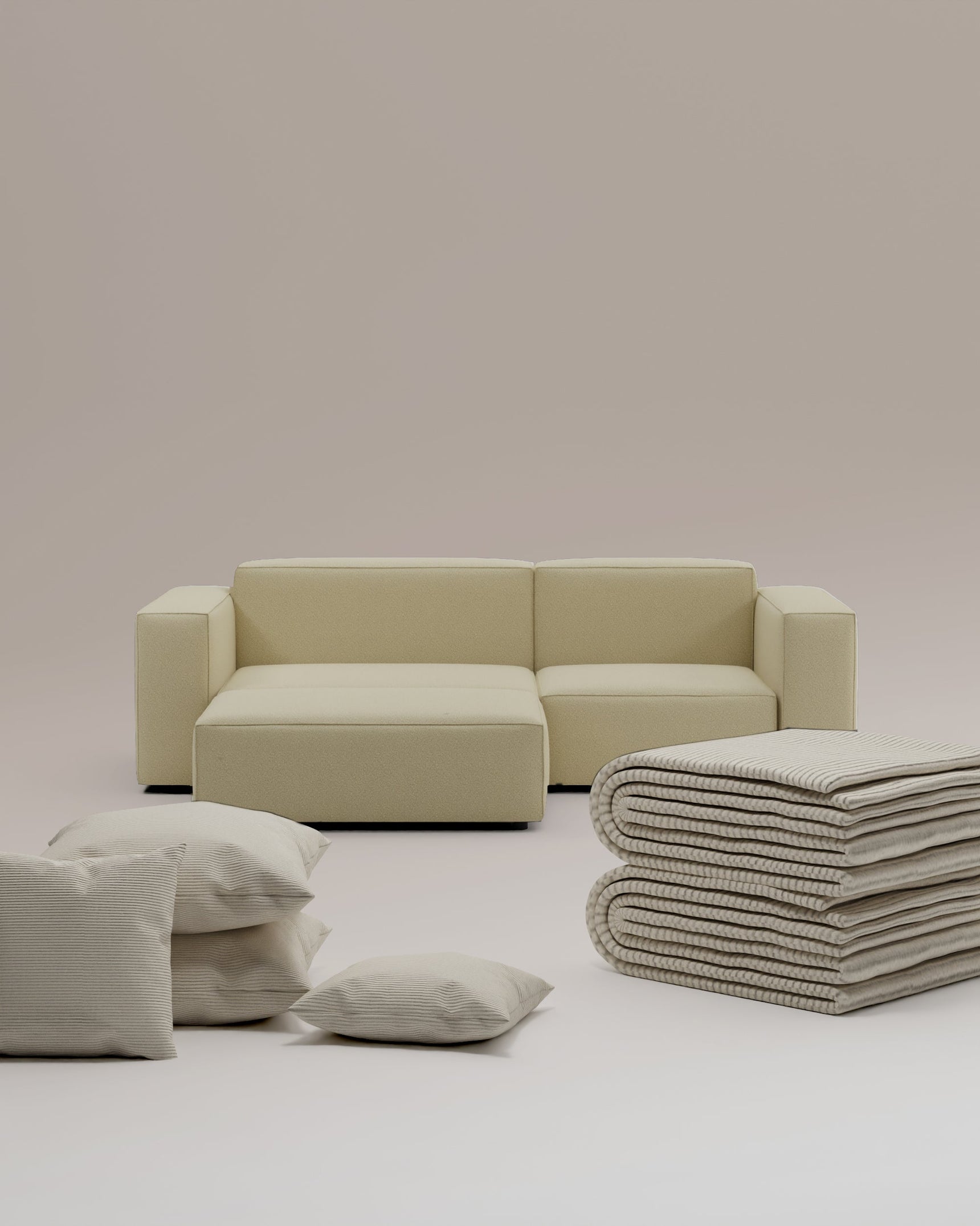 Set 3 in 1 divano angolare modulare Harvey 4 posti con funzione letto