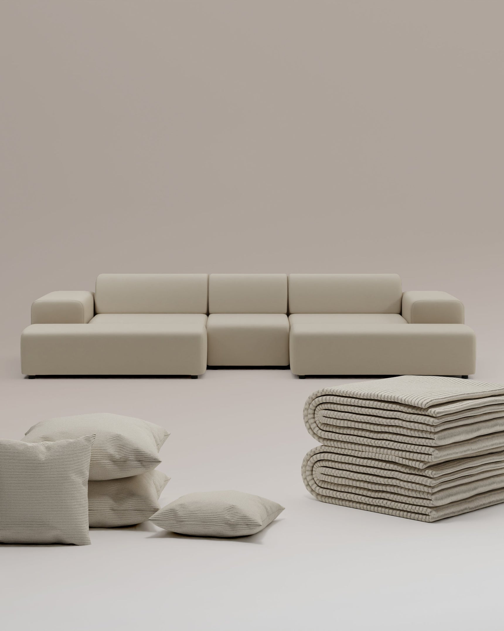 Set 3 in 1 Divano modulare Nina U-Form / Zona giorno con funzione letto, incluso il rivestimento di ricambio gratuito