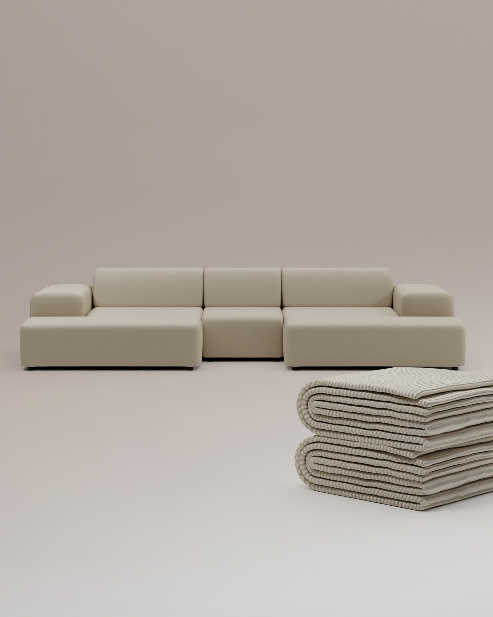 Canapé modulable Nina U-Form / Salon avec fonction sommeil, housse de rechange gratuite incluse