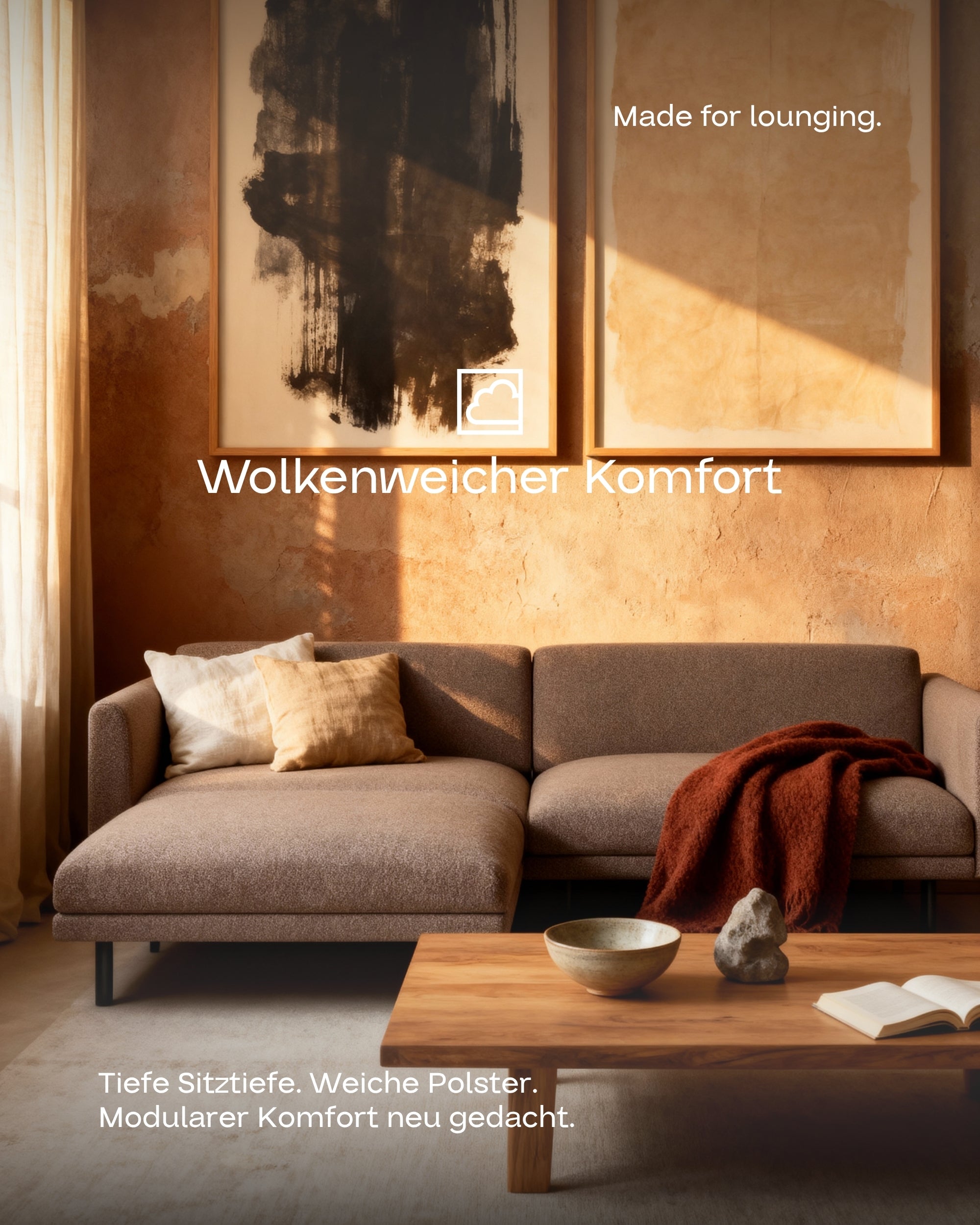 Aera 2.5-seater modular sofa with ottoman and sleeping function