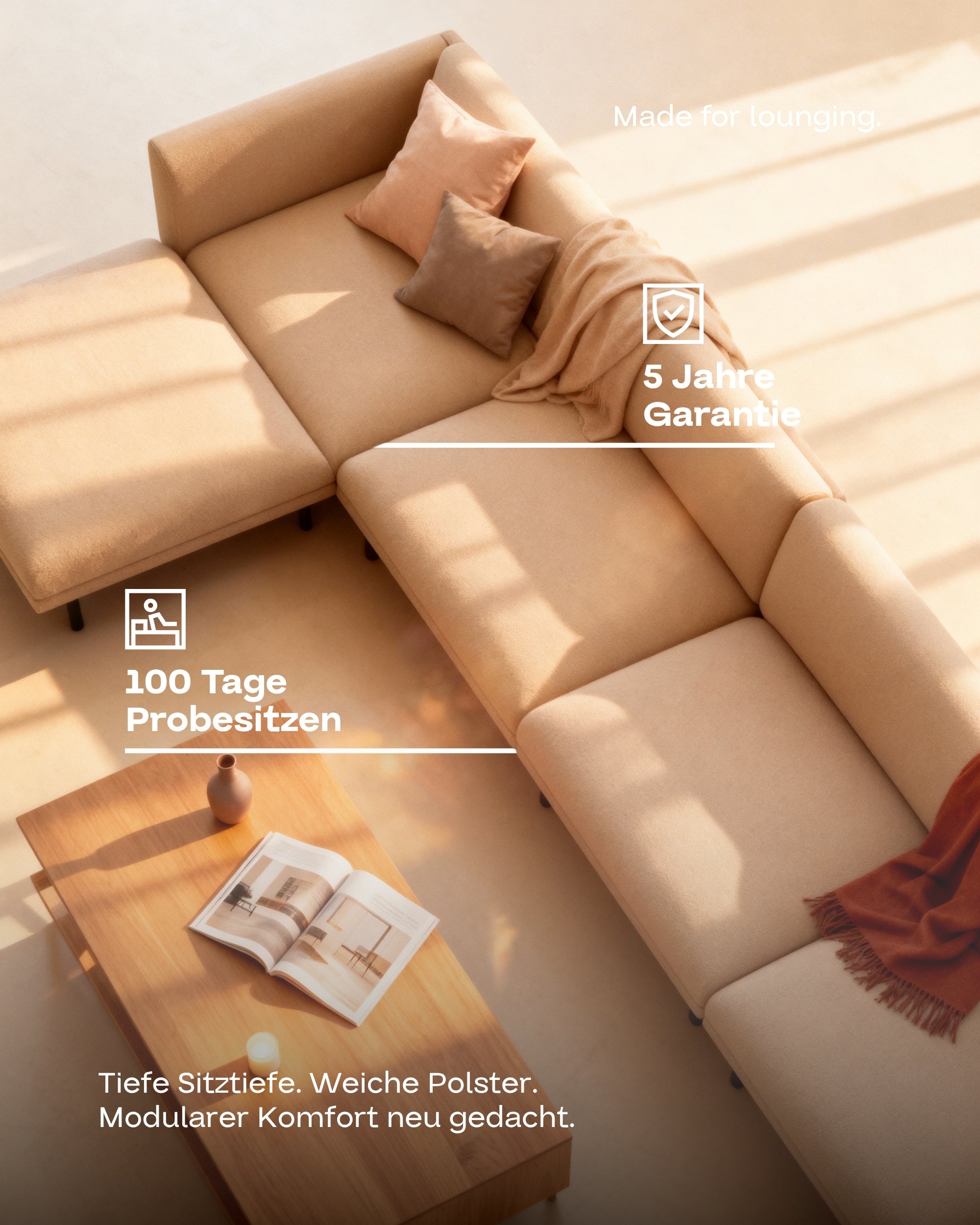 Stoffbezug - Modulares Sofa Aera 5-Sitzer mit Schlaffunktion