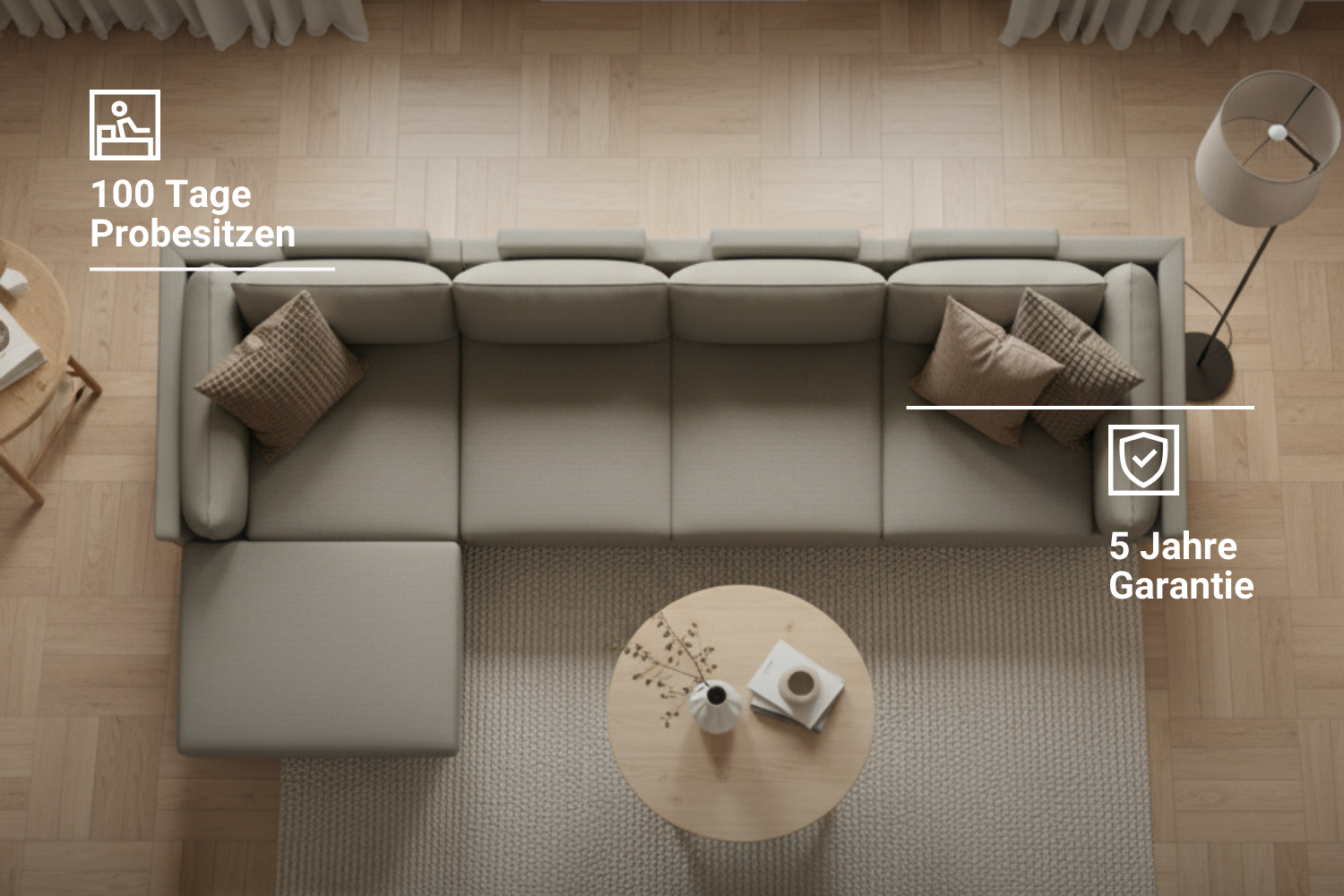 Canapé modulable Canapé d'angle Donna XL avec fonction couchage