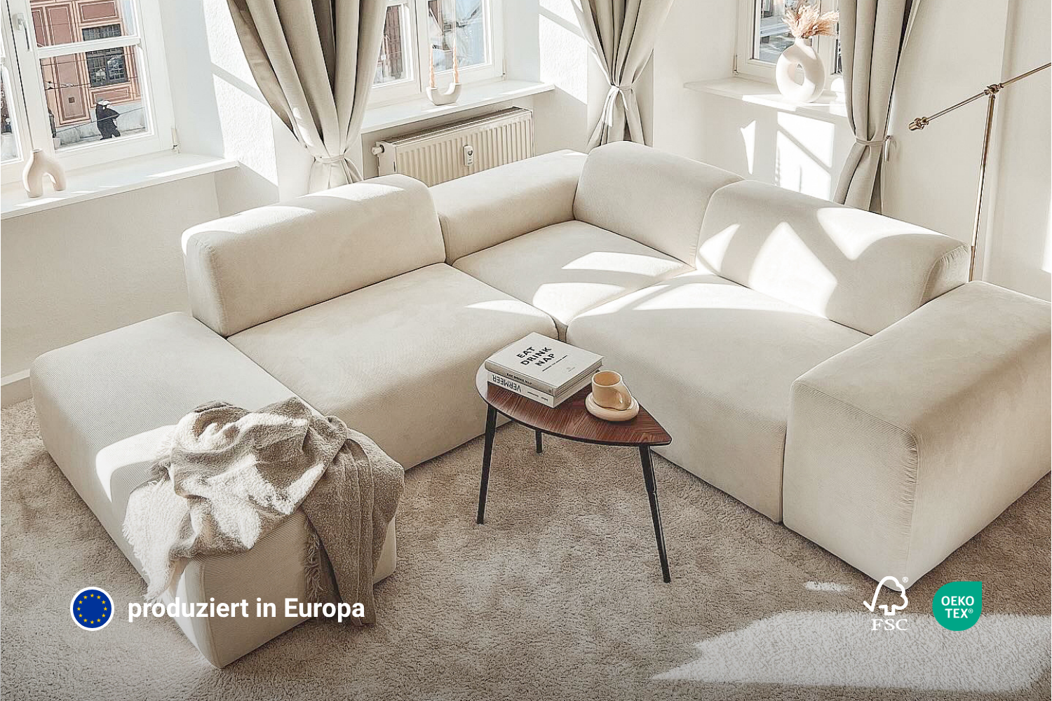 Housse en tissu - Canapé modulable Nina U-Form / Coin séjour avec fonction couchage