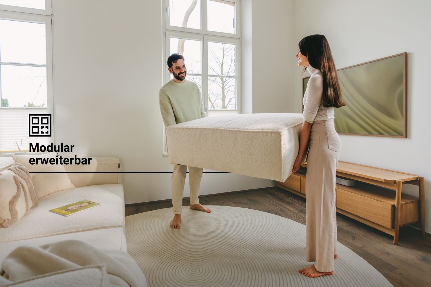 Housse en tissu - Canapé modulable Harvey 4 places L