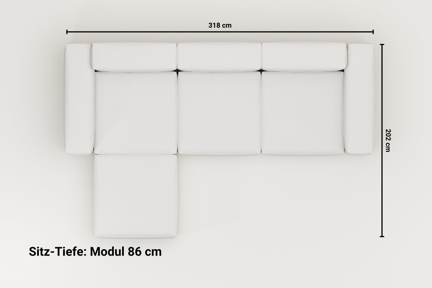 Housse en tissu - Canapé modulable Harvey 4 places L