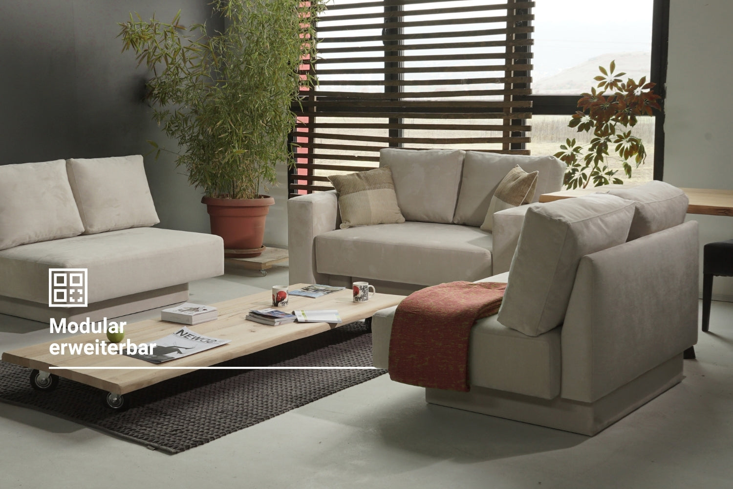 Outlet - Canapé modulable Jessica avec fonction de couchage - Tissu Nova