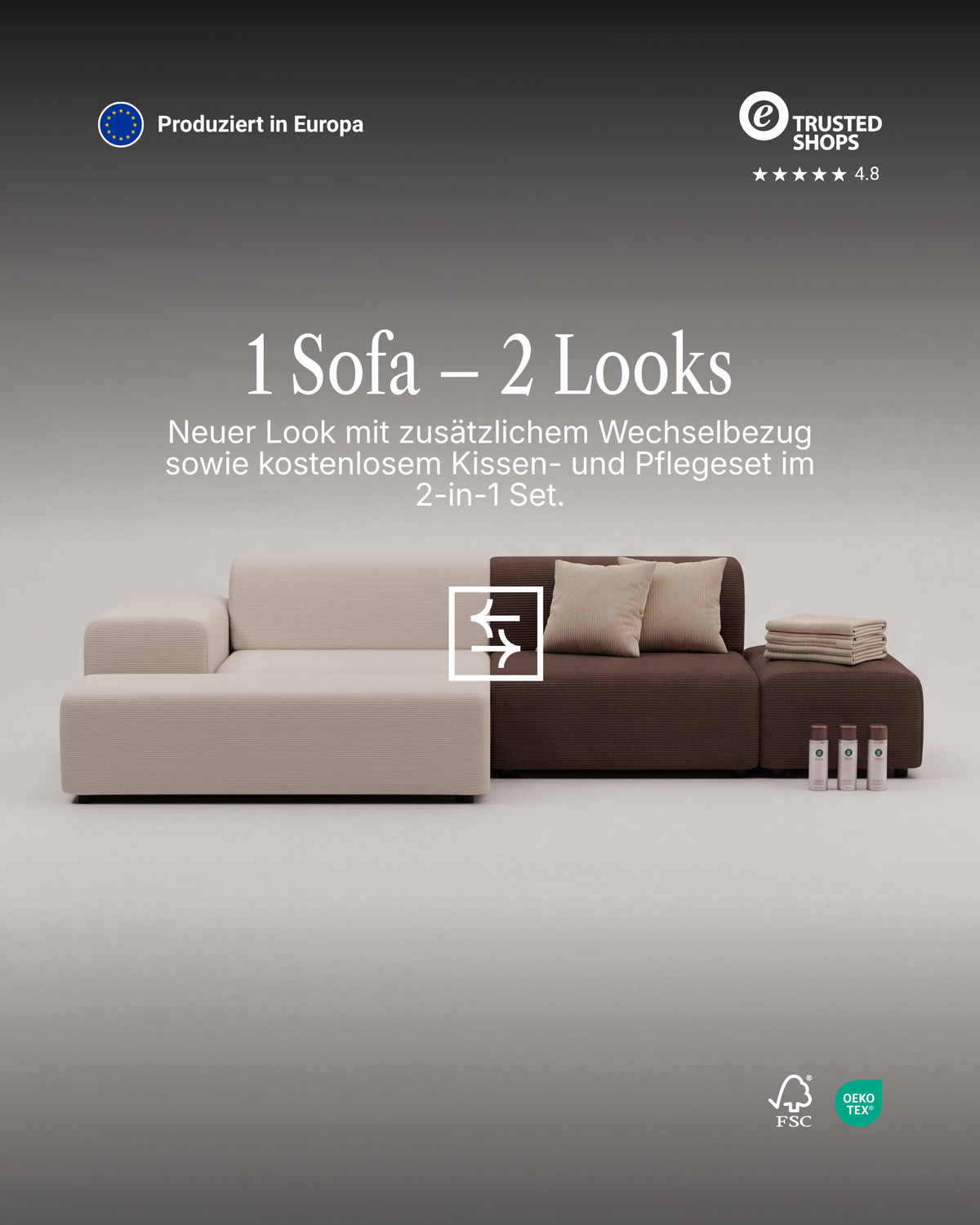 Modulares Ecksofa Nina 4-Sitzer mit Schlaffunktion