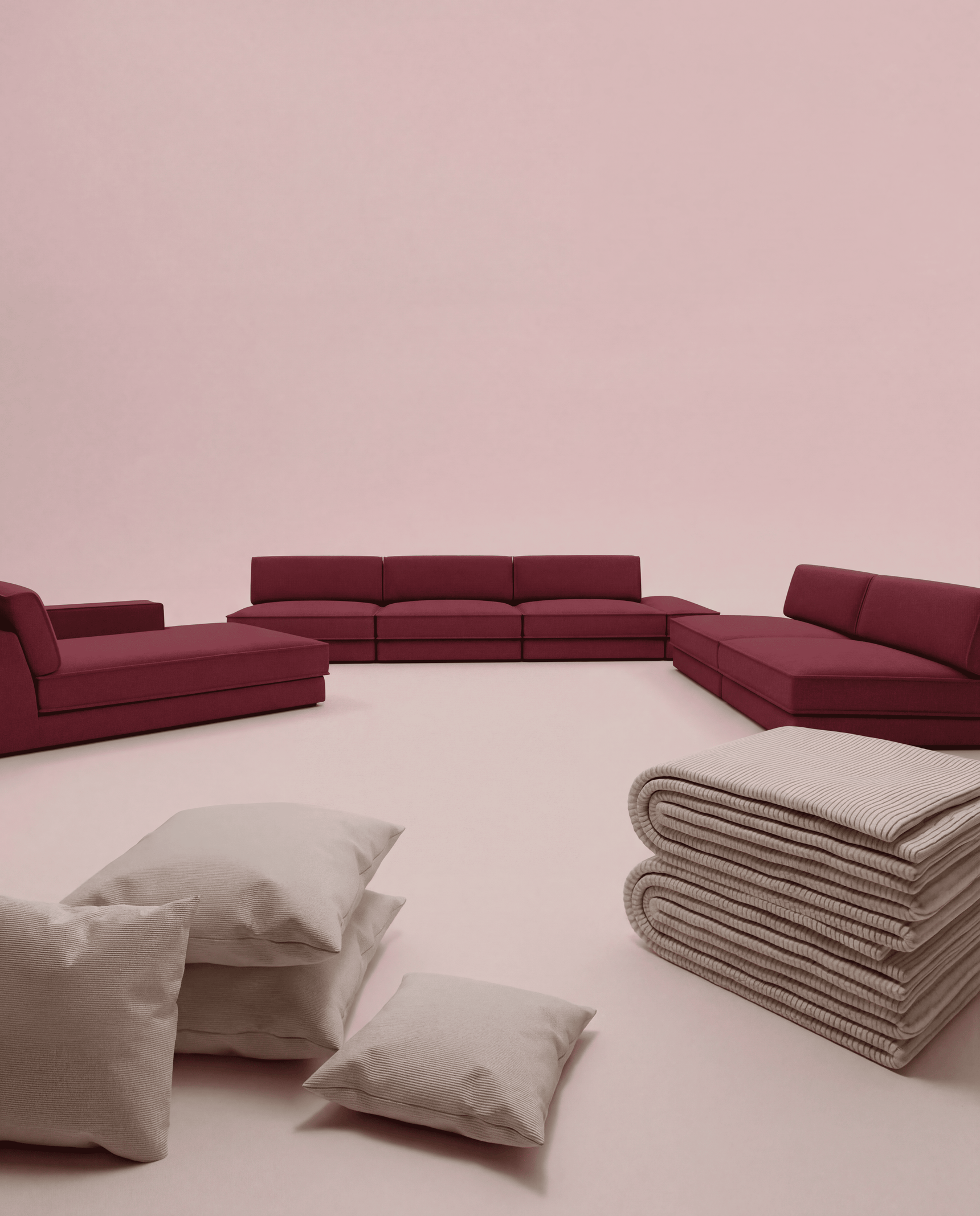 3 in 1 Set Modulares Sofa Terra U form Wohnlandschaft mit Schlaffunktion