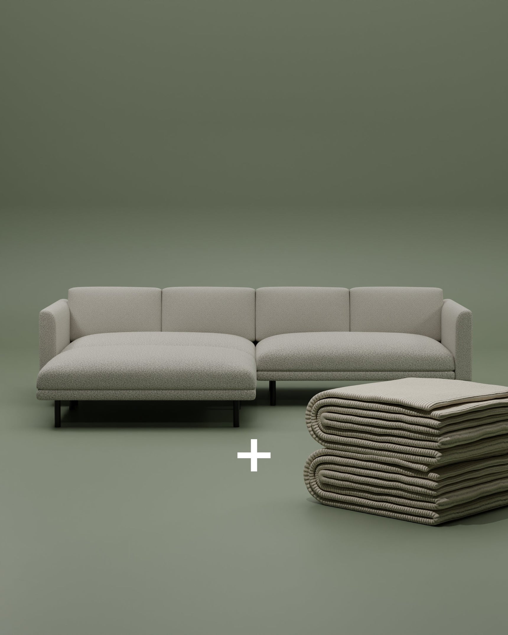 Modulares Sofa Aera 3-Sitzer mit Hocker und Schlaffunktion 2 in 1 Set
