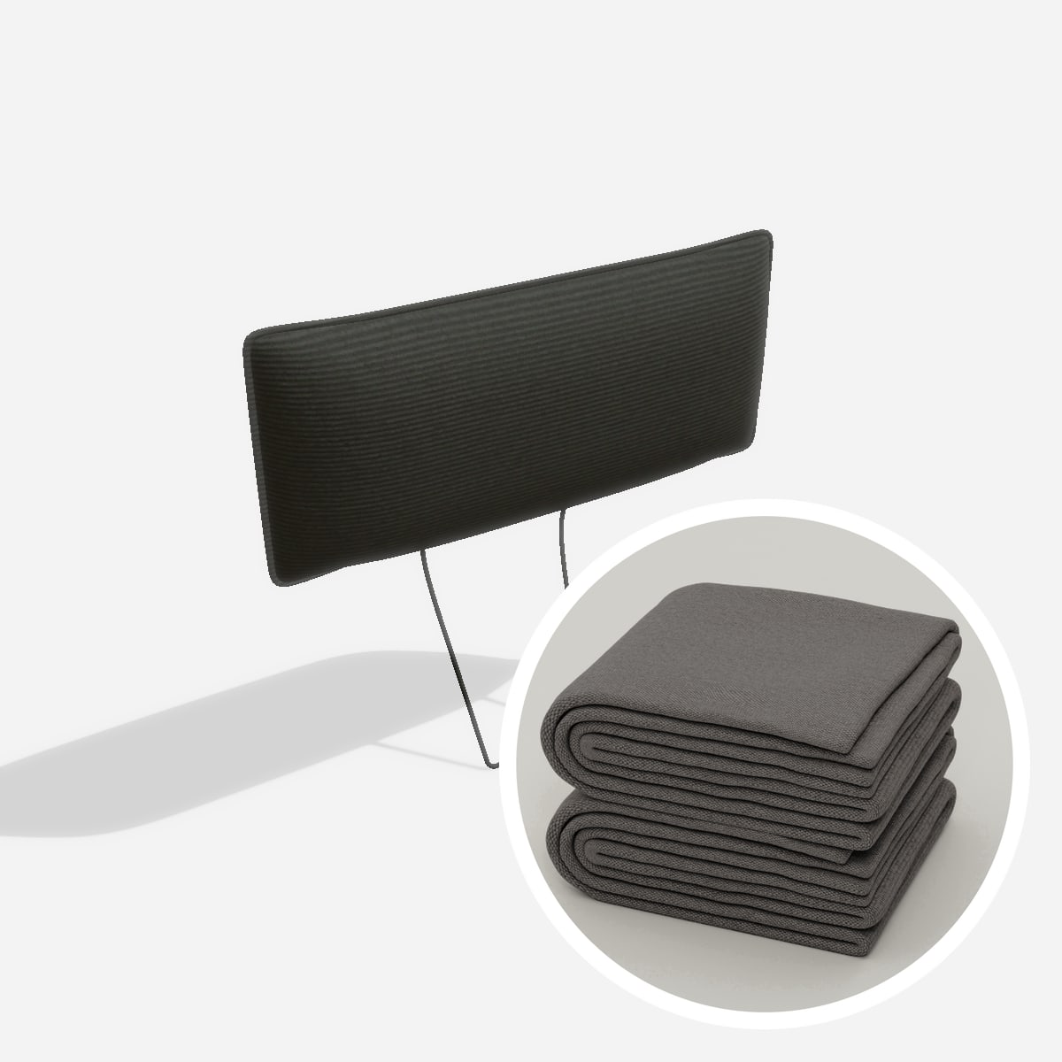Stoffbezug - Kopfstütze mit Naht (Configurator) – Cord / Anthrazit