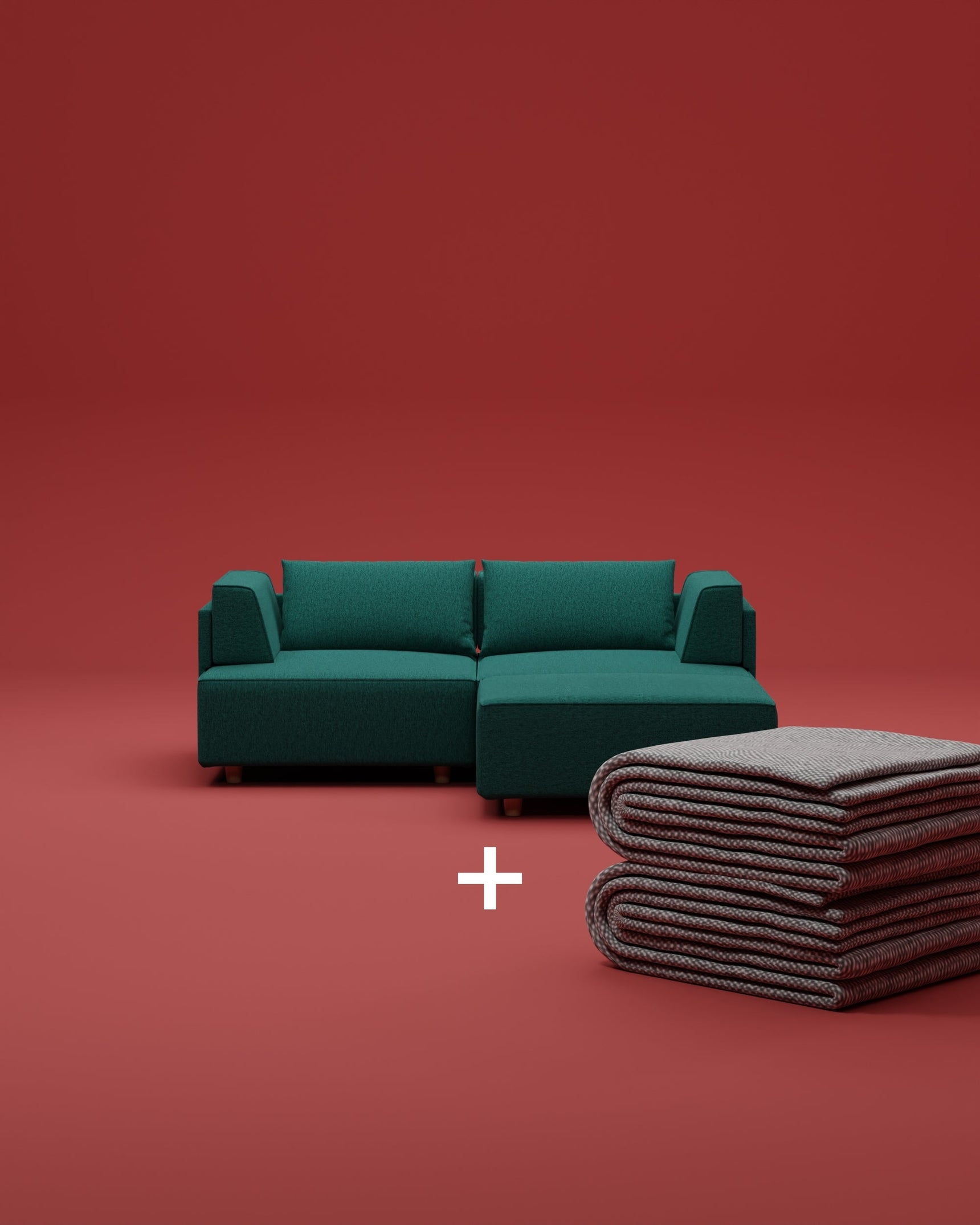 Modulares Sofa Louis 2-Sitzer mit Hocker und Schlaffunktion 2 in 1 Set